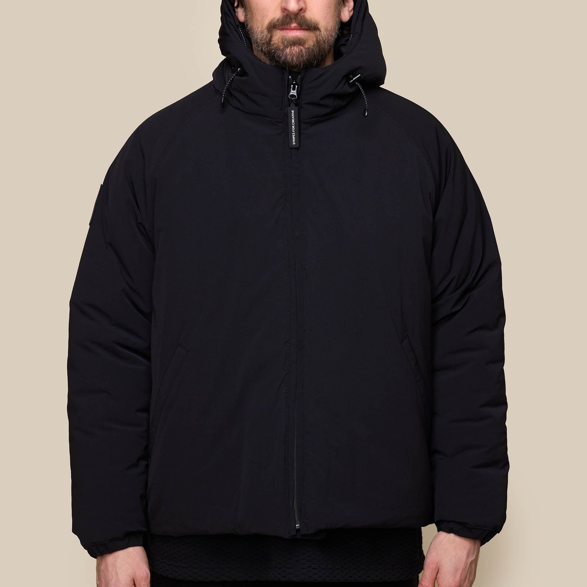 S.F.C Stripes For Creative - Puffy Hoody Jacket - Black