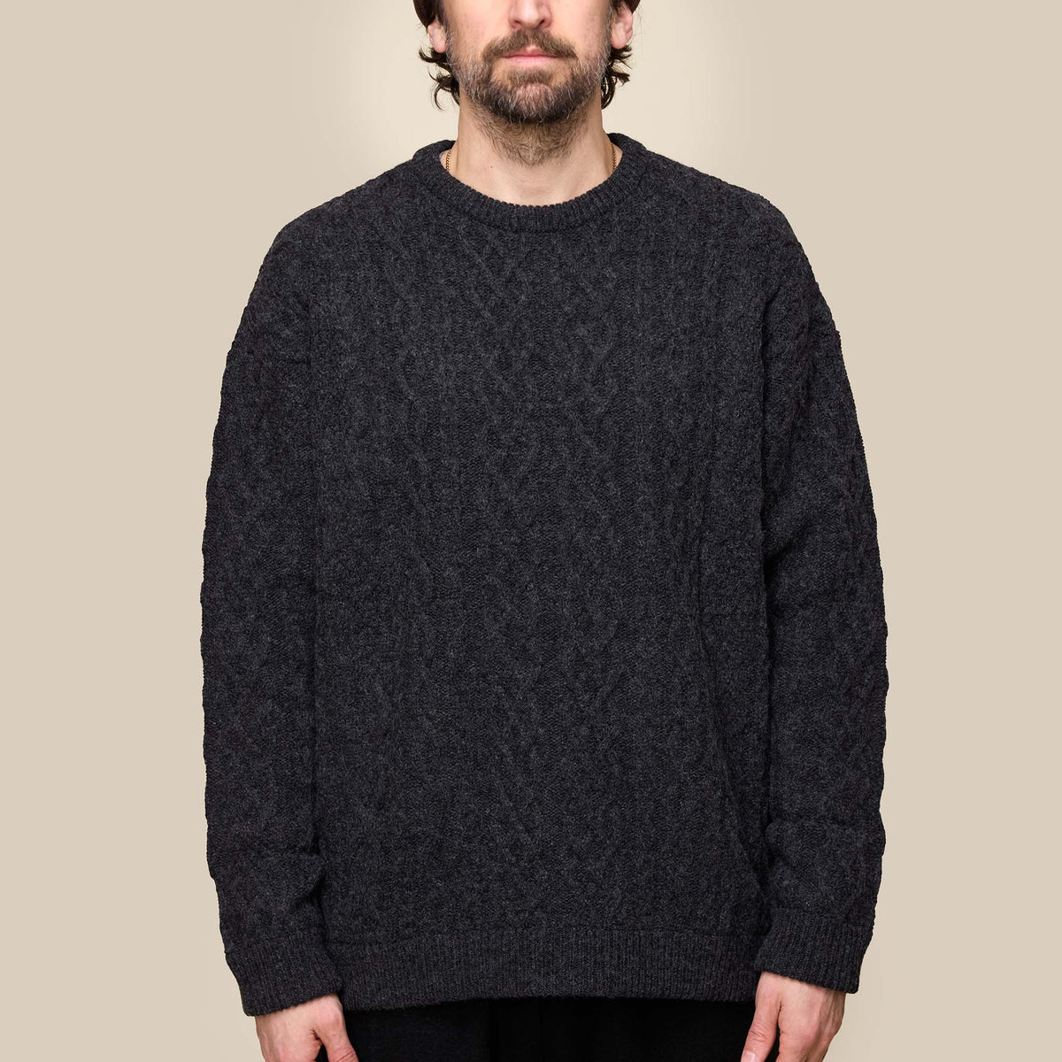 S.F.C Stripes For Creative - Cable Crew Knit Jumper - Black | T.T.O.O