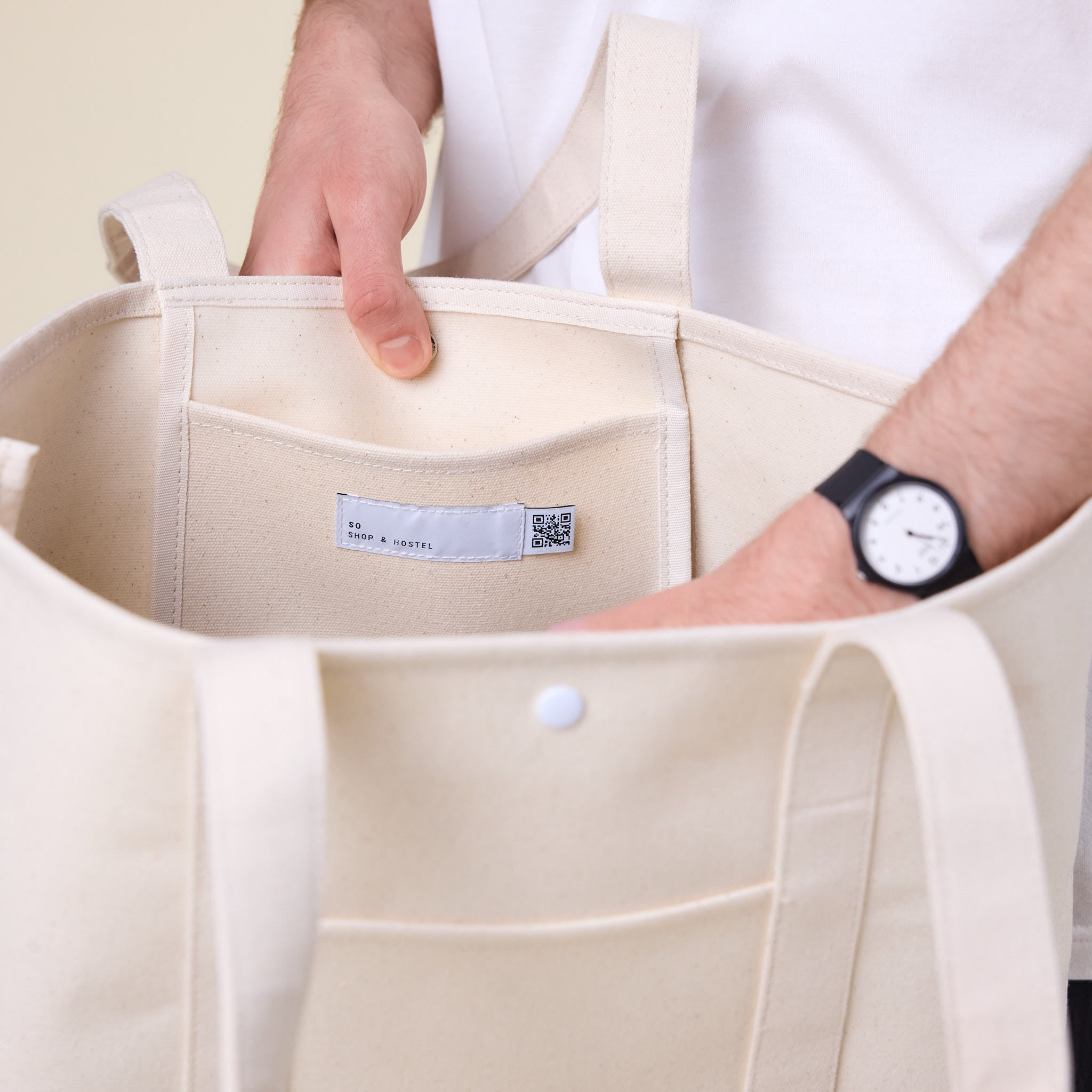 SO SHOP & HOSTEL NAKAMEGURO - Embroidered Logo Tote Bag - Natural