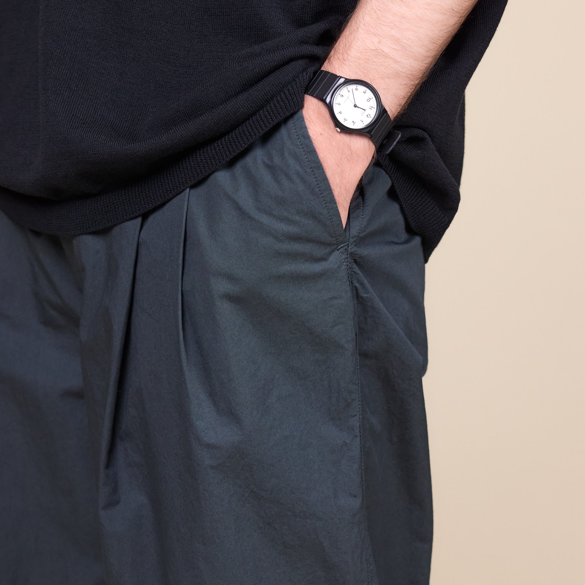 Still by Hand - Garment Dye 2 Tuck Pants - Green Charcoal PT02251OS