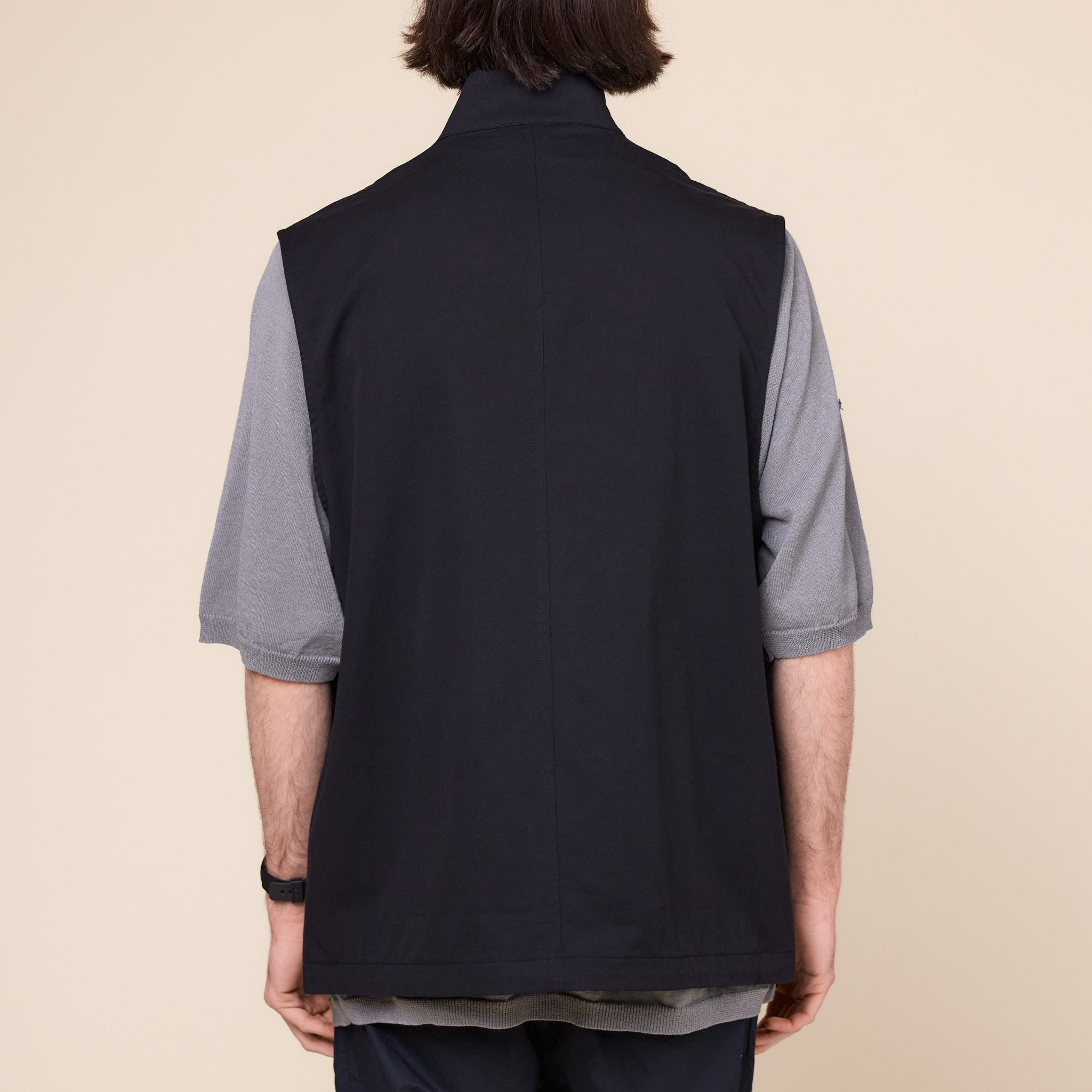 Still by Hand - Stand Collar Vest - Black