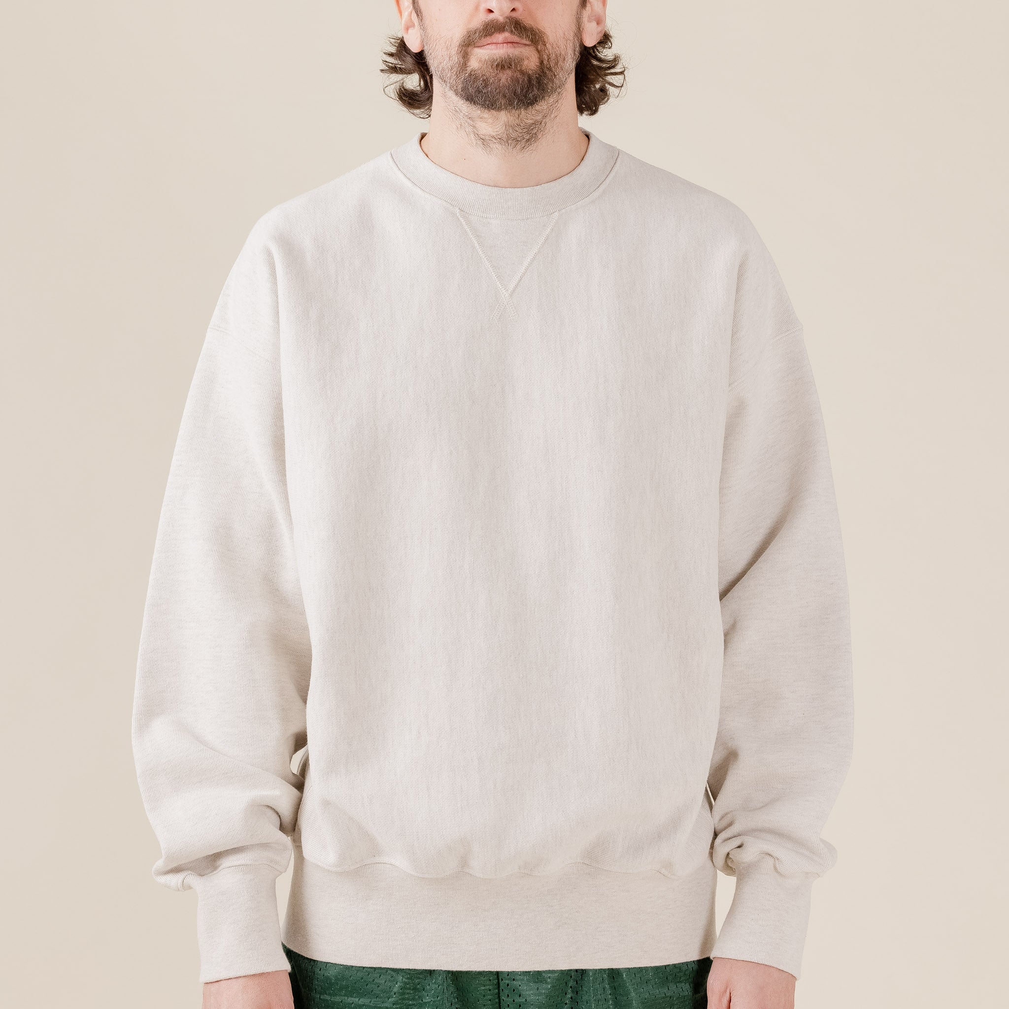 Outstanding & Co - Heavyweight Reverse Sweatshirt - 1% Oatmeal Grey "outstanding & co uk stockist" "outstanding & co" "outstanding and co" "better than camber"