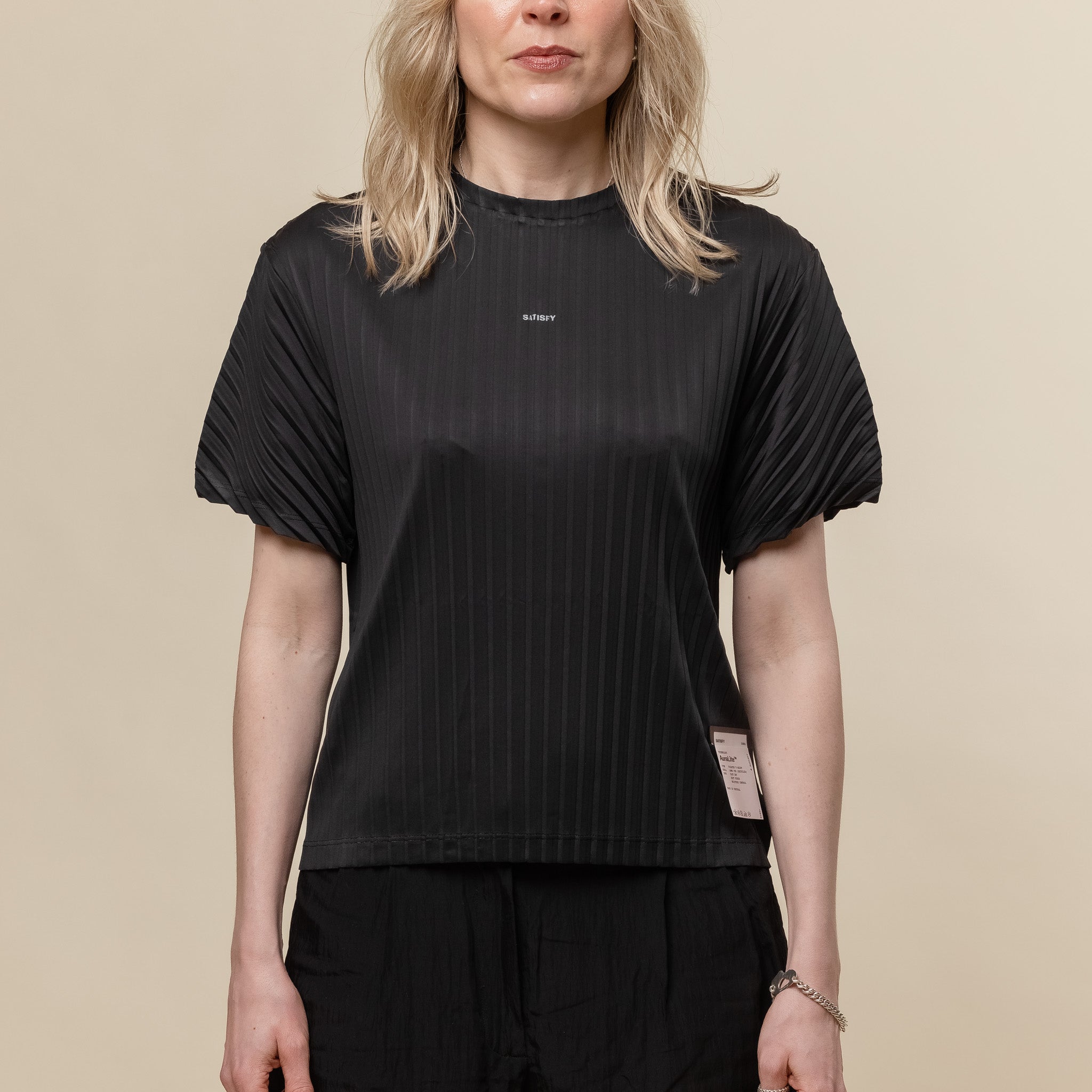 Satisfy Running - Women's AuraLite™ Pleated T-Shirt - Black