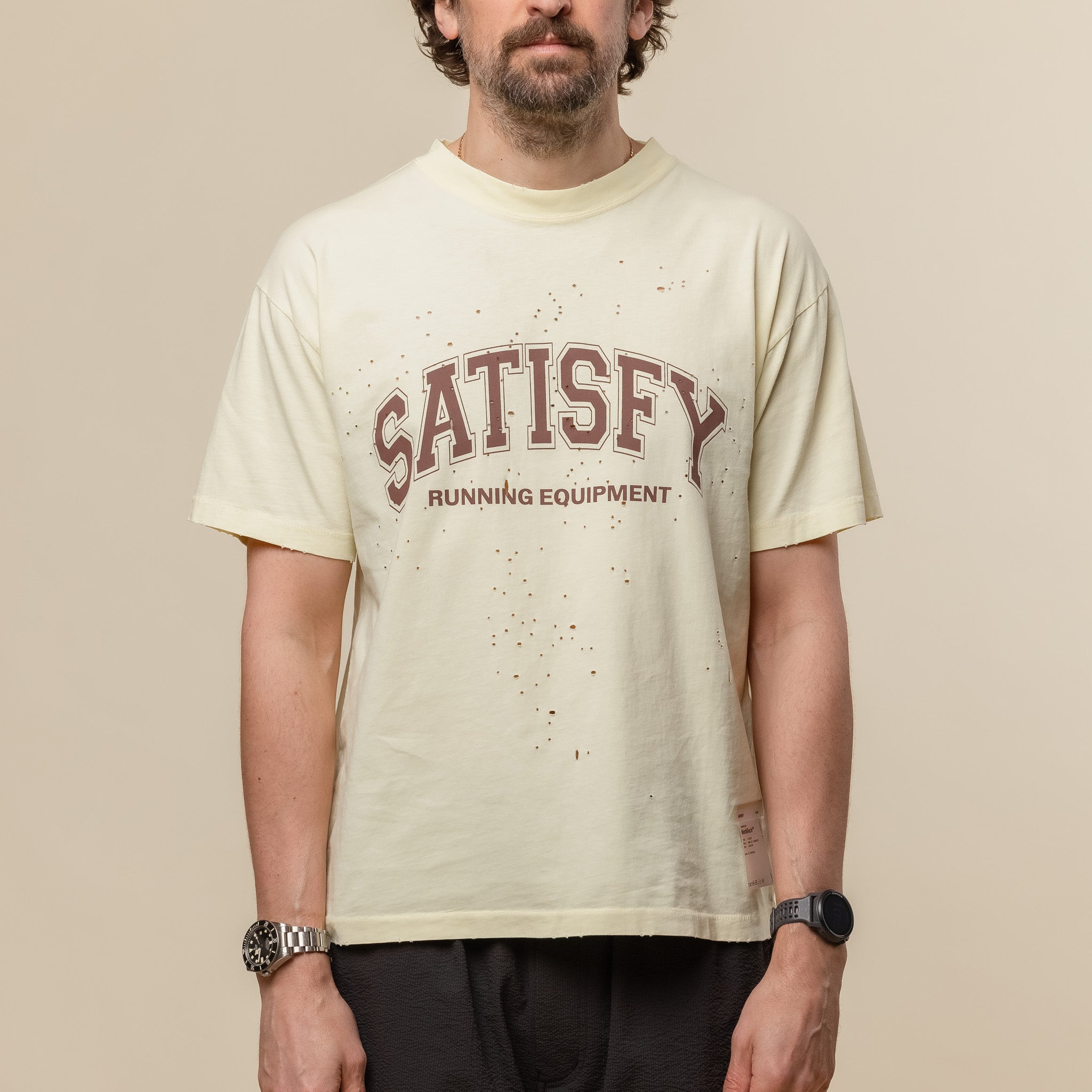 Satisfy Running - MothTech™ T‑Shirt - Aged Transparent Yellow