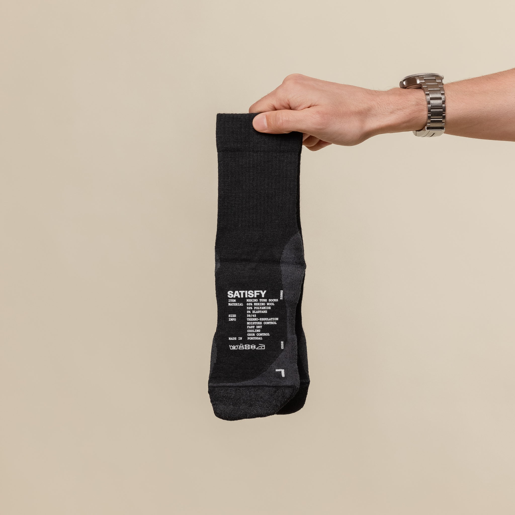 Satisfy Running - Merino Nylon Tube Socks - Black