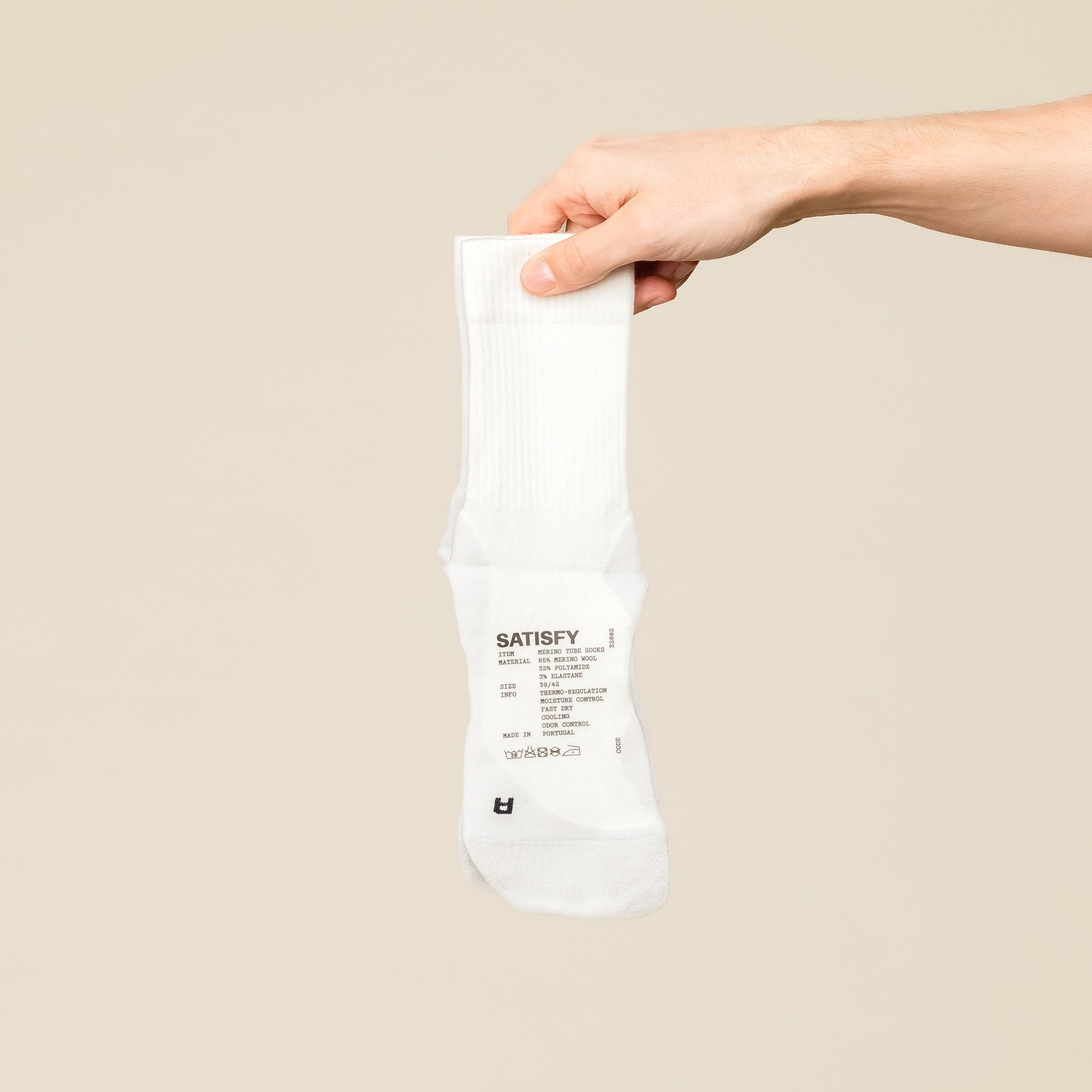 Satisfy Running - Merino Nylon Tube Socks - Off White