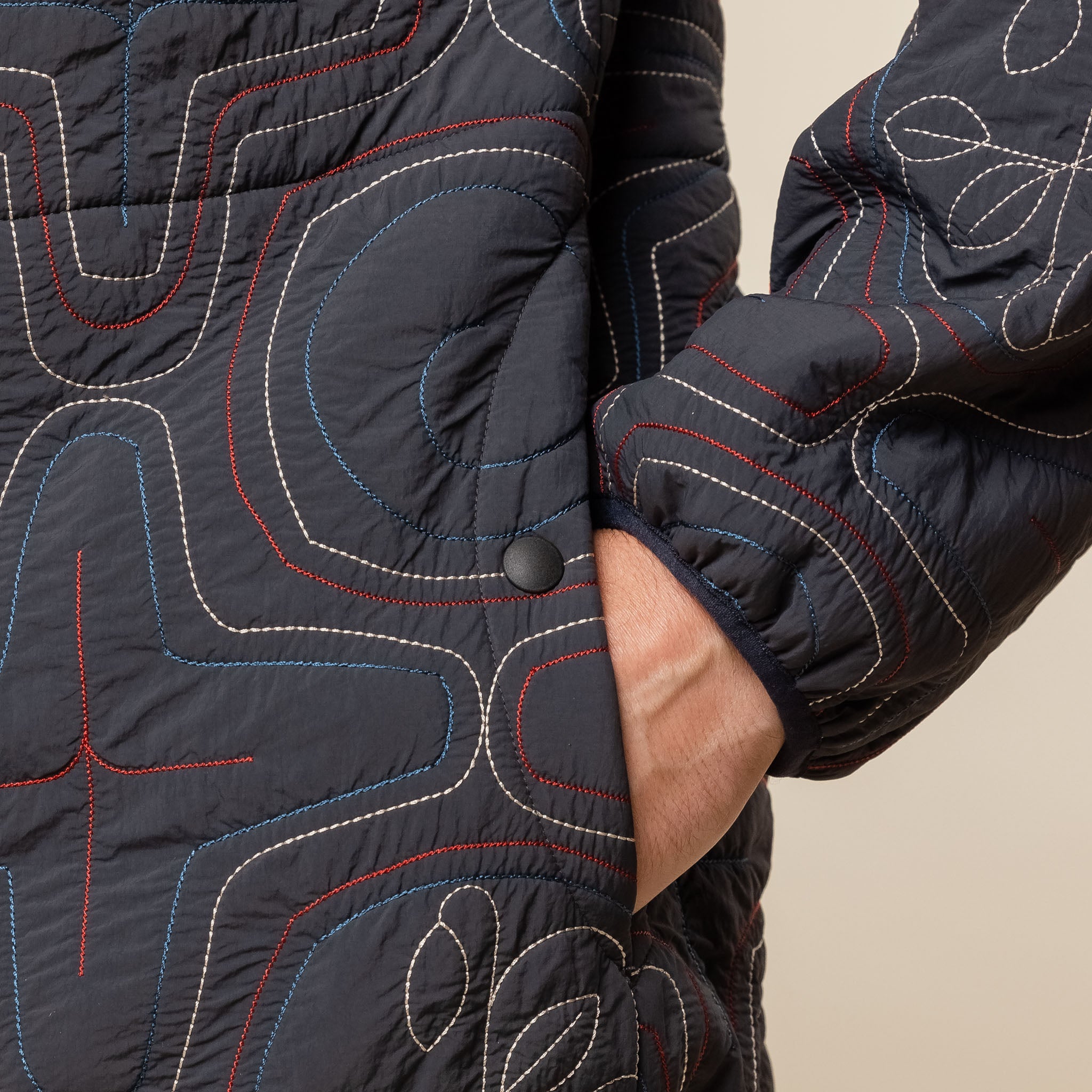 Norbit by Hiroshi Nozawa - Ainu Quilted Fleece Jacket - Navy