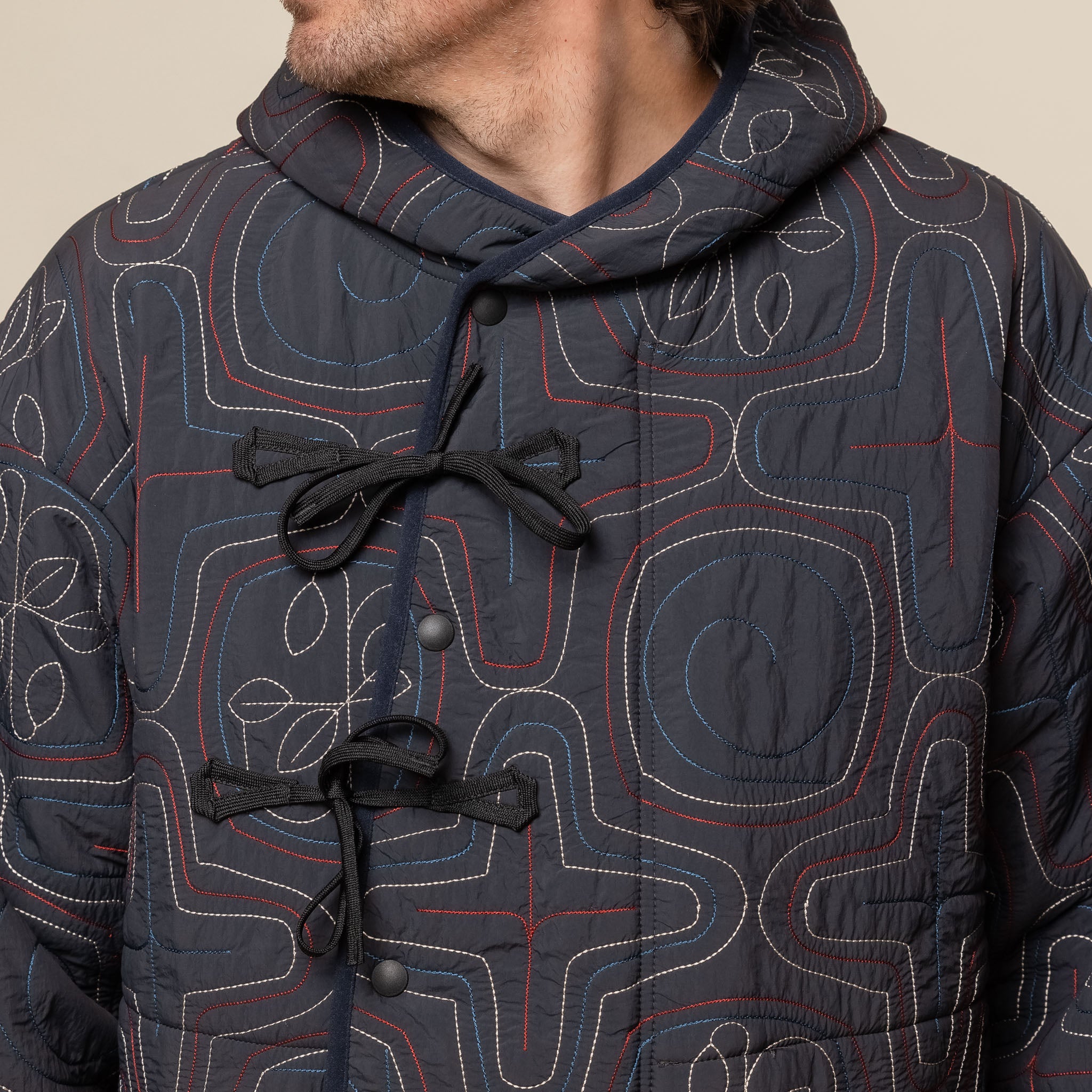 Norbit by Hiroshi Nozawa - Ainu Quilted Fleece Jacket - Navy