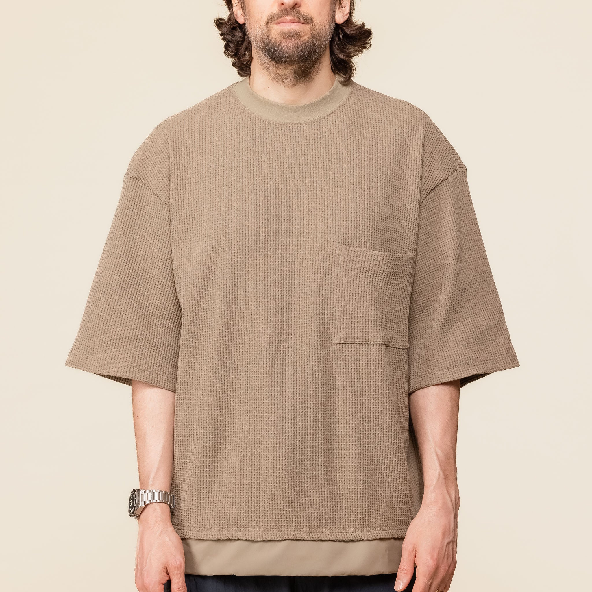 MW-CT24105 Meanswhile - SOLOTEX® Waffle T-Shirt - Bedouin (Brown)