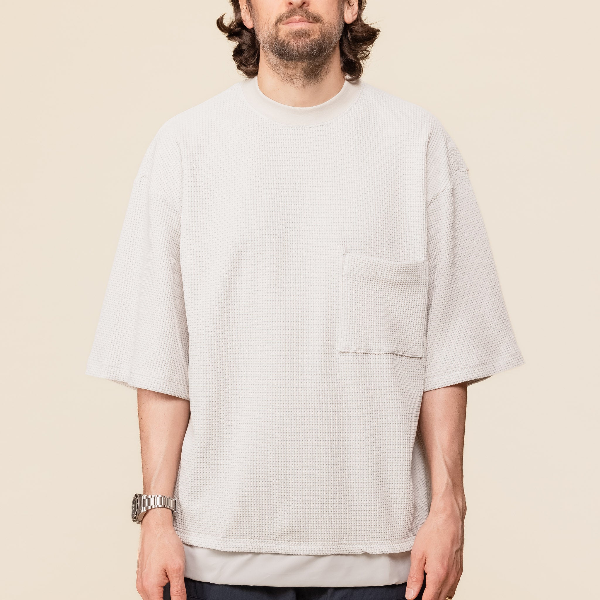 MW-CT24105 Meanswhile - SOLOTEX® Waffle T-Shirt - Bone (Off White)