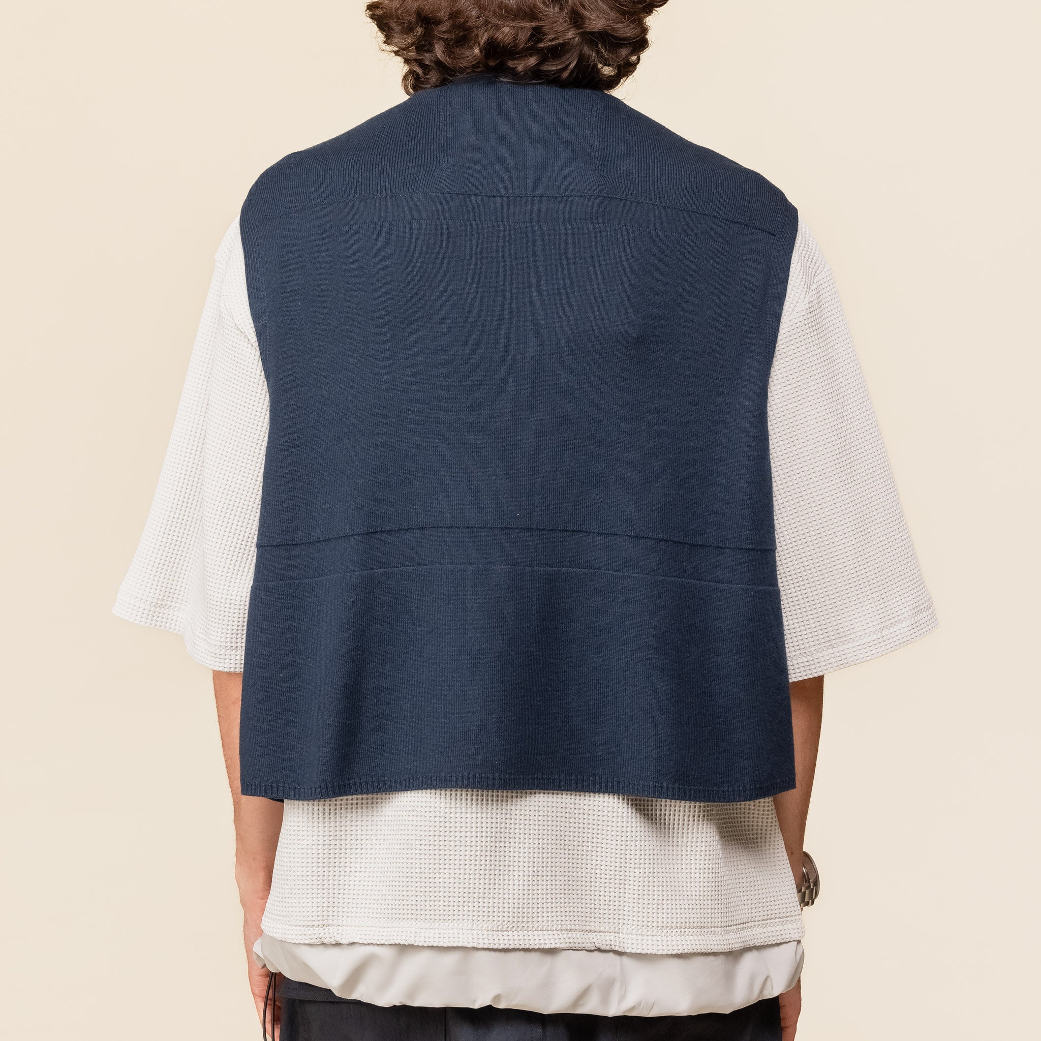 MW-KT24103 Meanswhile - Cotton Knit Luggage Vest - Navy Blue