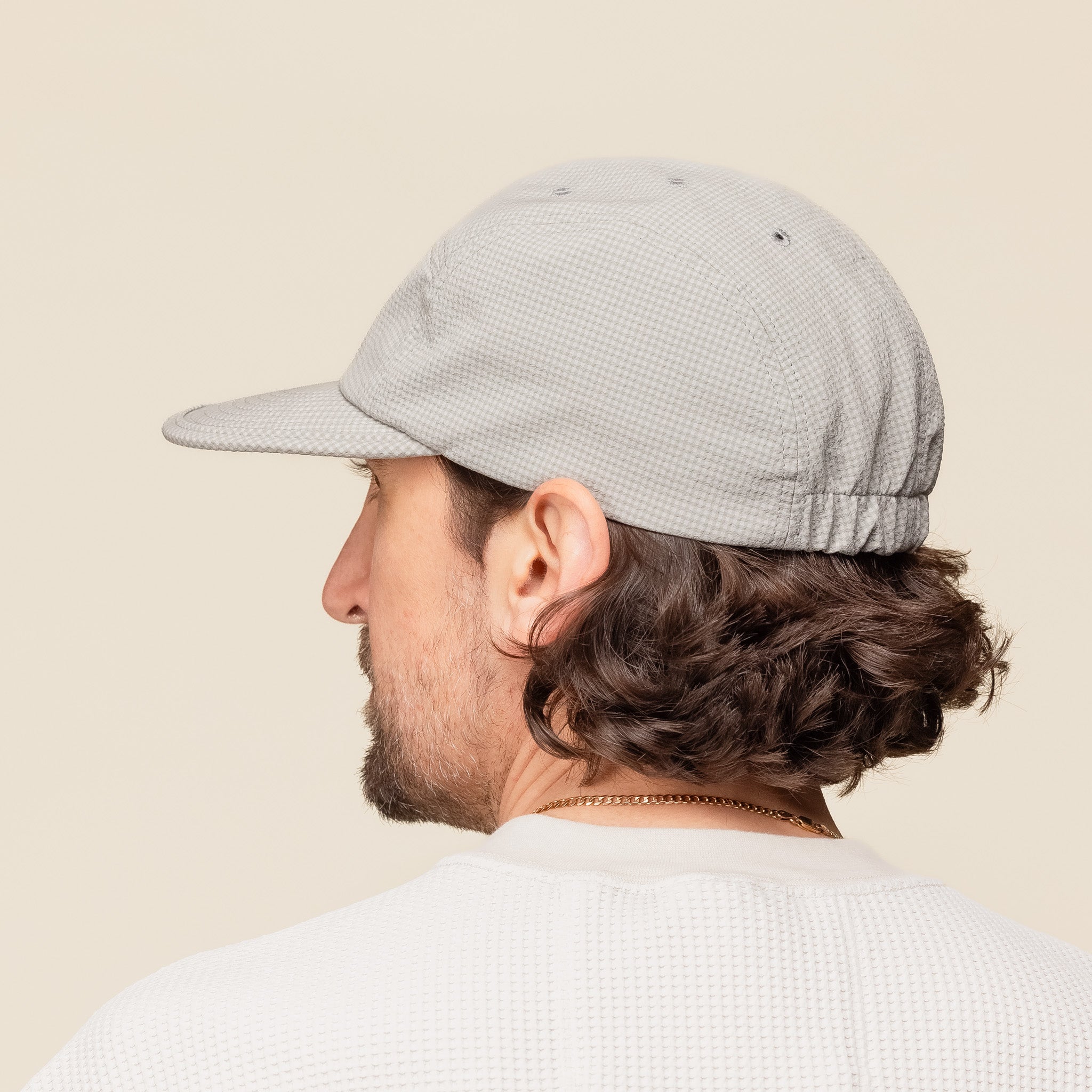 SS24RL01GIN Found Feather - 5 Panel Gingham Jet Cap - Grey