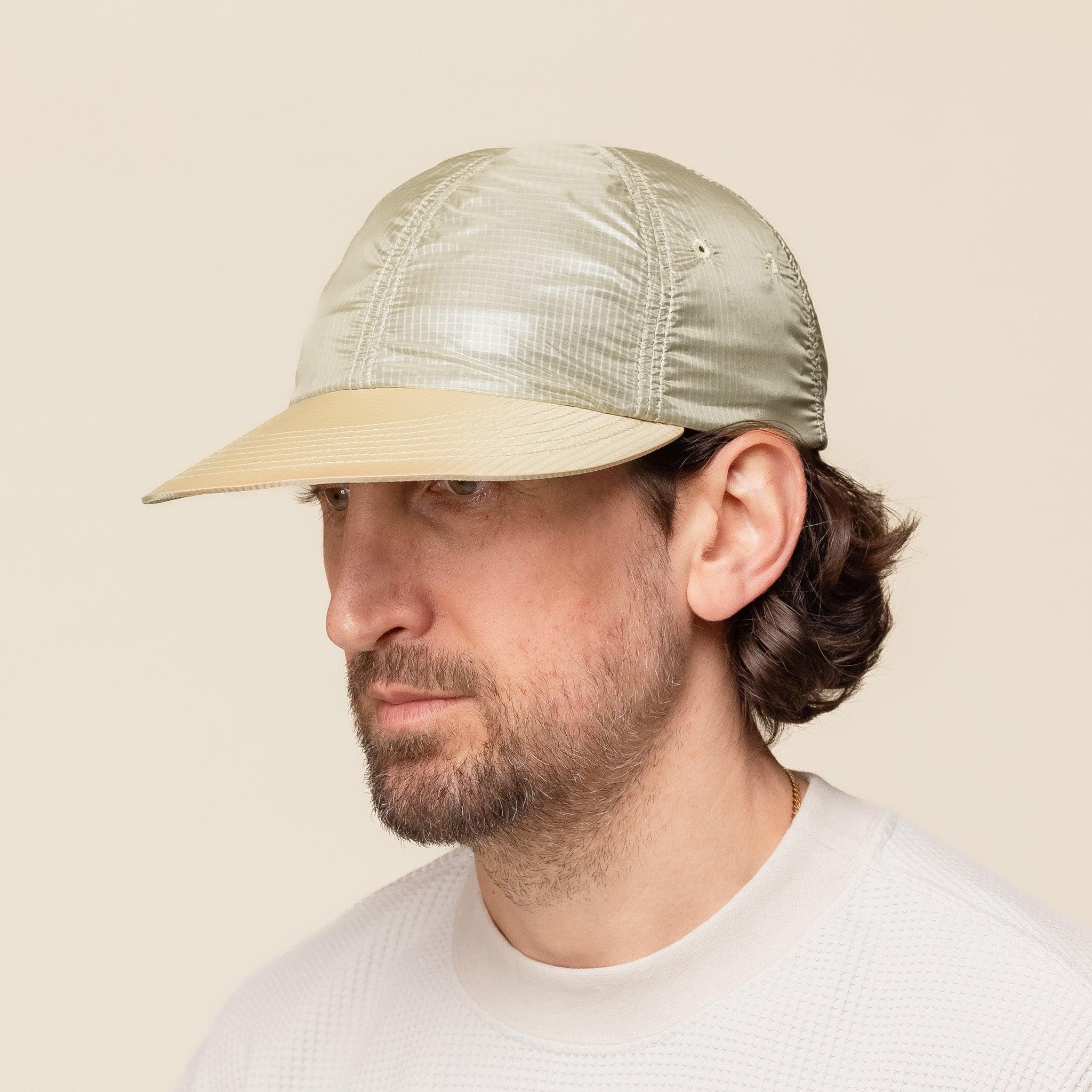 SS24ML01RIP Found Feather - Classic 6 Panel Rip Stop Cap - Beige Green