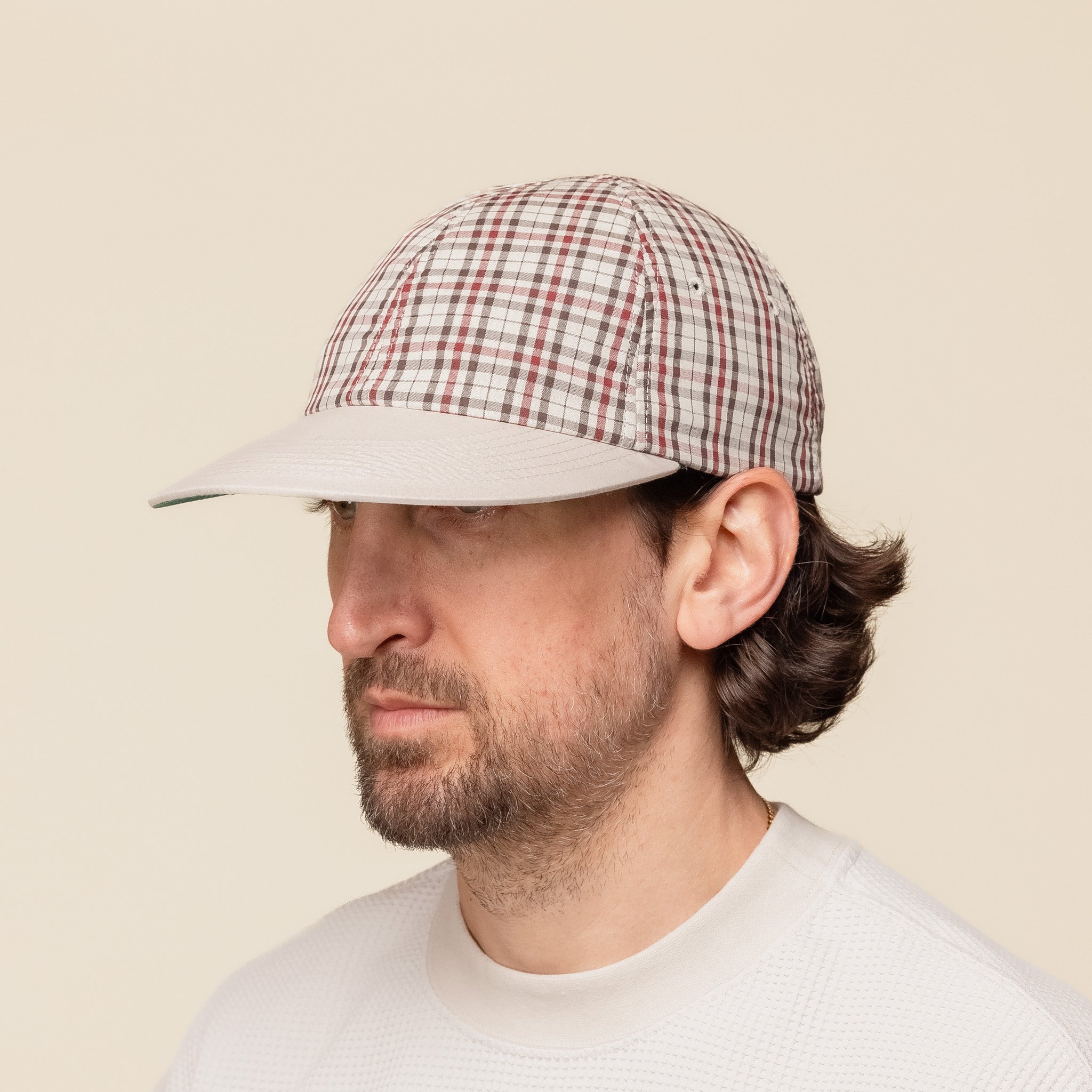 SS24ML01CHE Found Feather - Classic 6 Panel Cotton Cap - Beige Light Grey