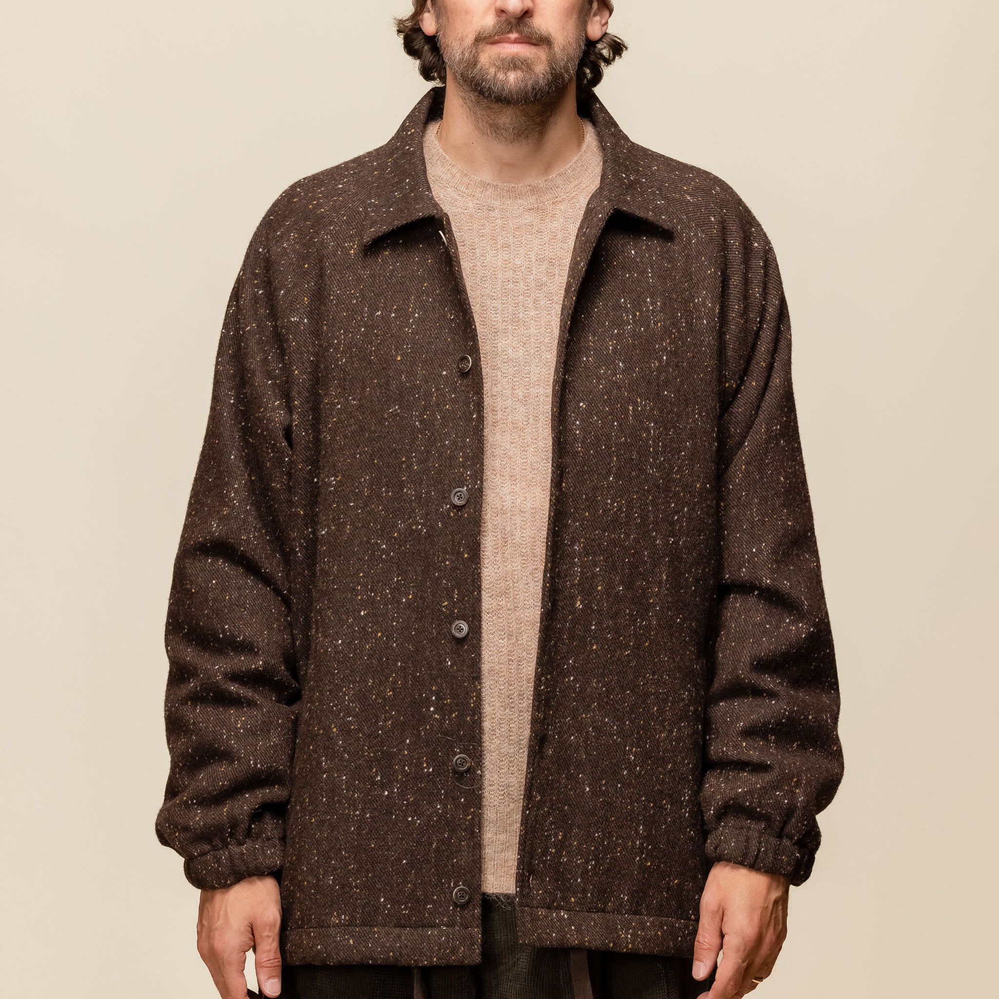 Merely Made - Premium Colour Nap Tweed Coach Jacket - Nap Brown