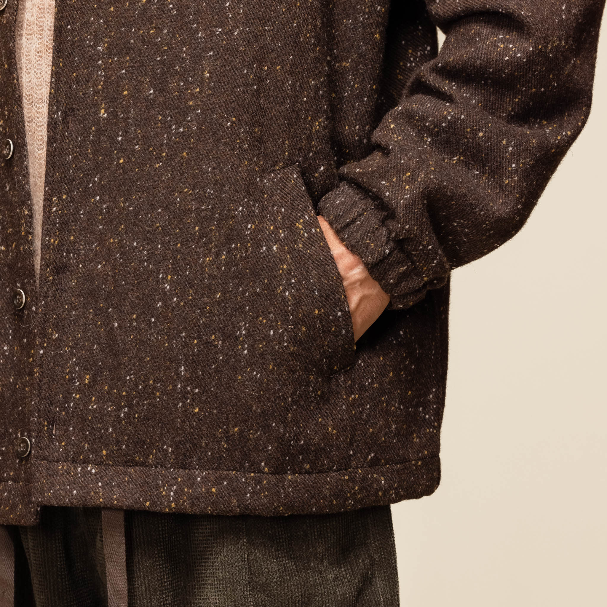 Merely Made - Premium Colour Nap Tweed Coach Jacket - Nap Brown