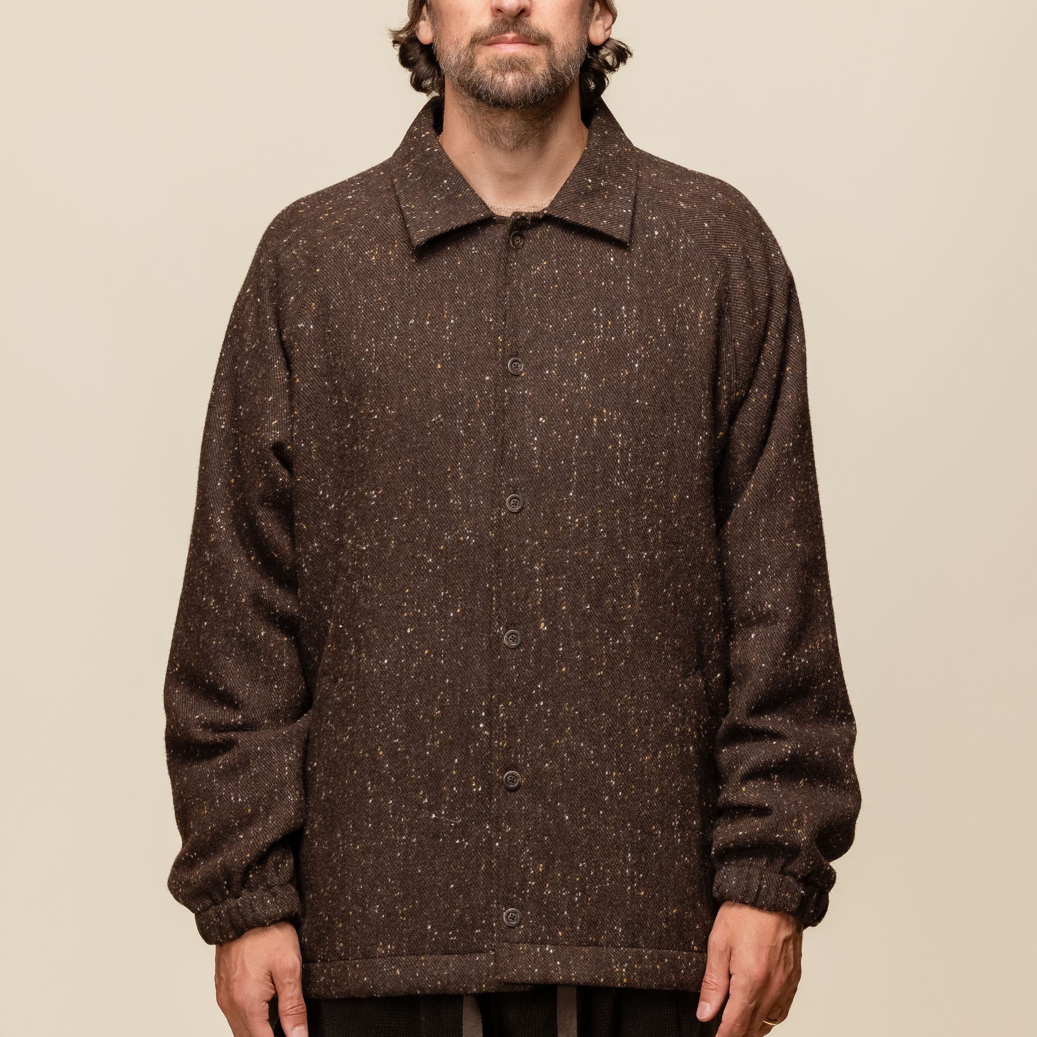 Merely Made - Premium Colour Nap Tweed Coach Jacket - Nap Brown