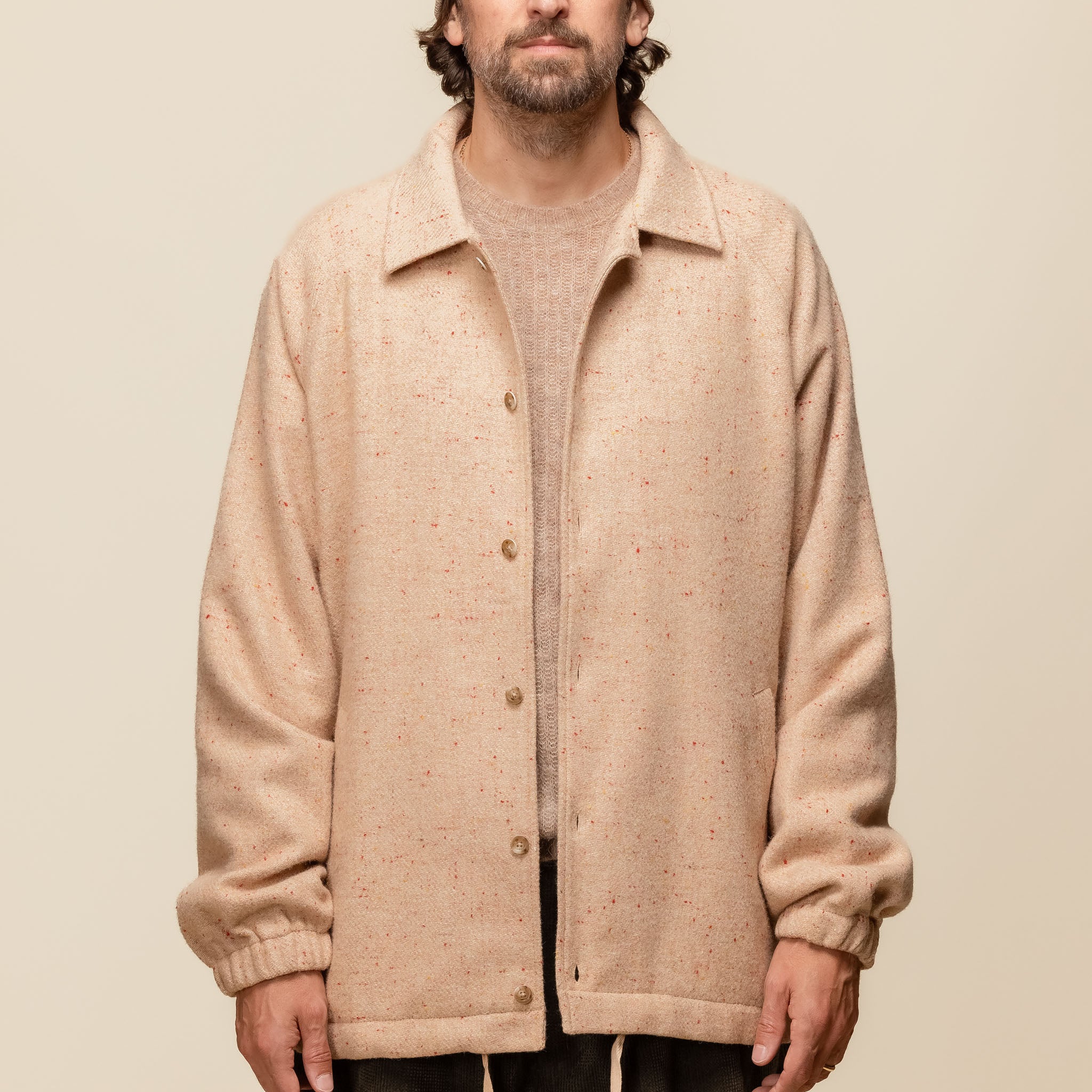 Merely Made - Premium Colour Nap Tweed Coach Jacket - Nap Beige