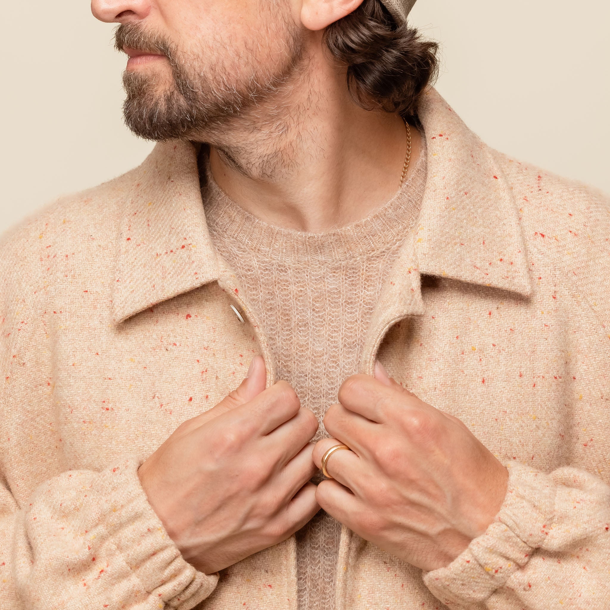 Merely Made - Premium Colour Nap Tweed Coach Jacket - Nap Beige