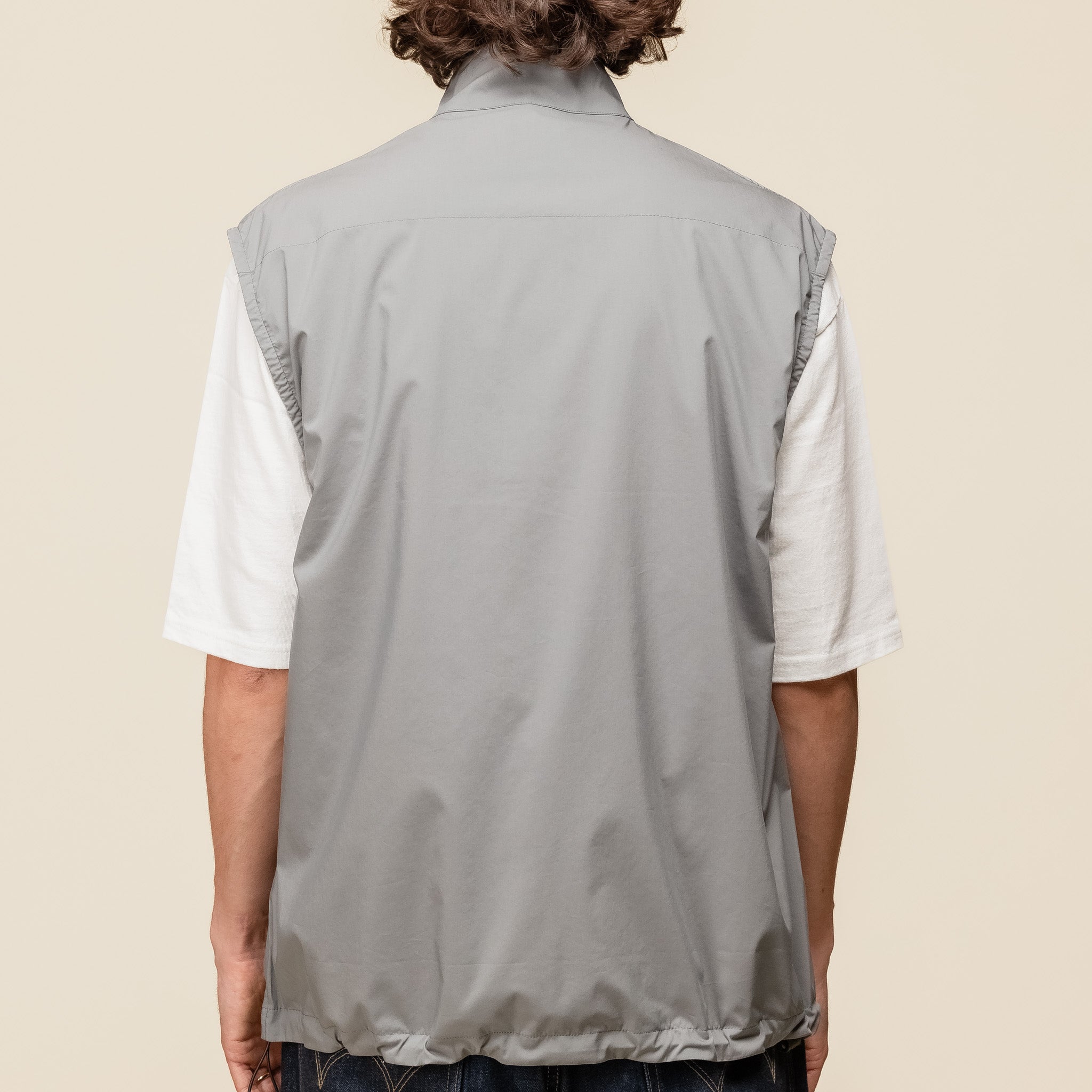 VE01241OS Still by Hand - Stand Collar Vest - Slate Grey