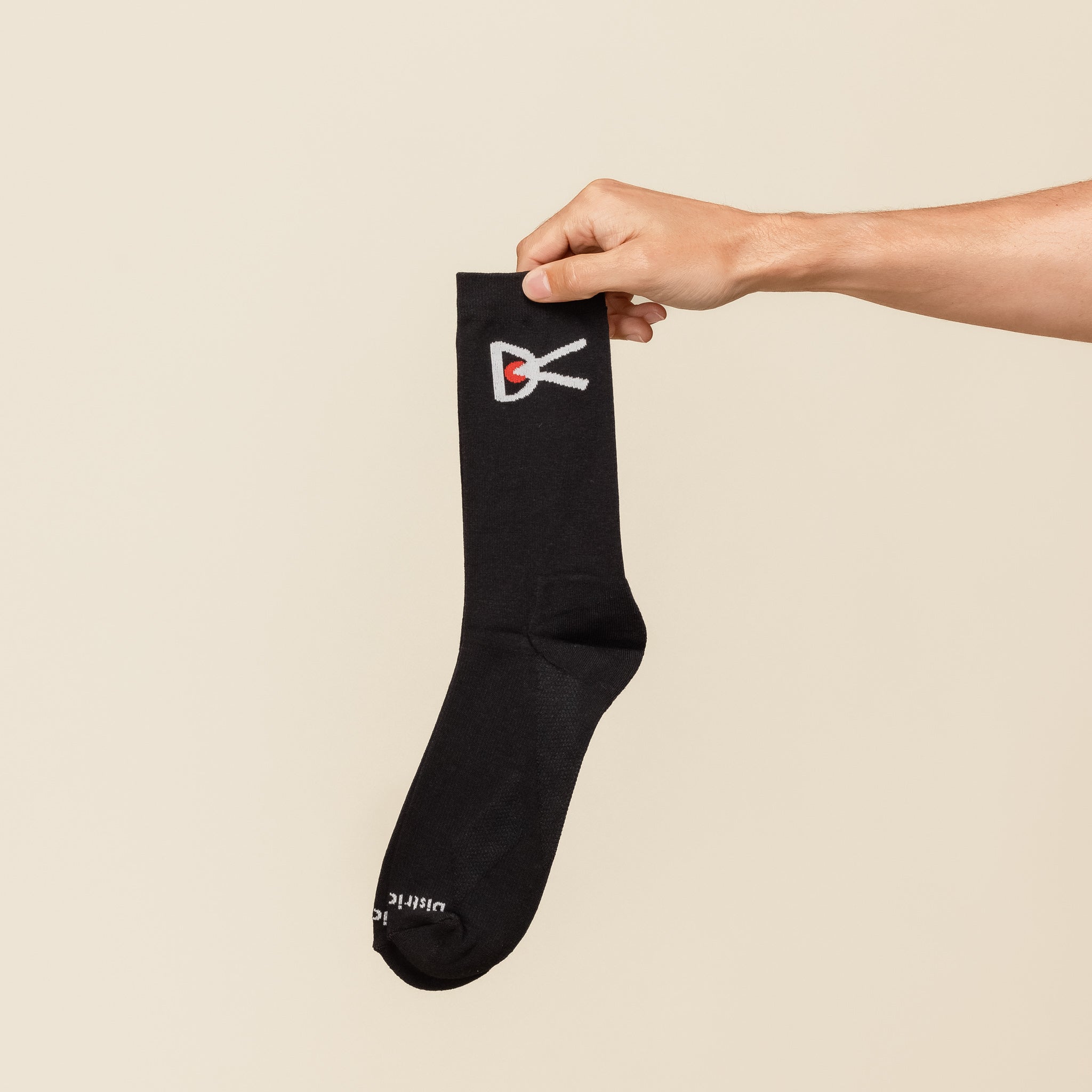 District Vision - Performance Cordura Crew Socks - Black White Logo