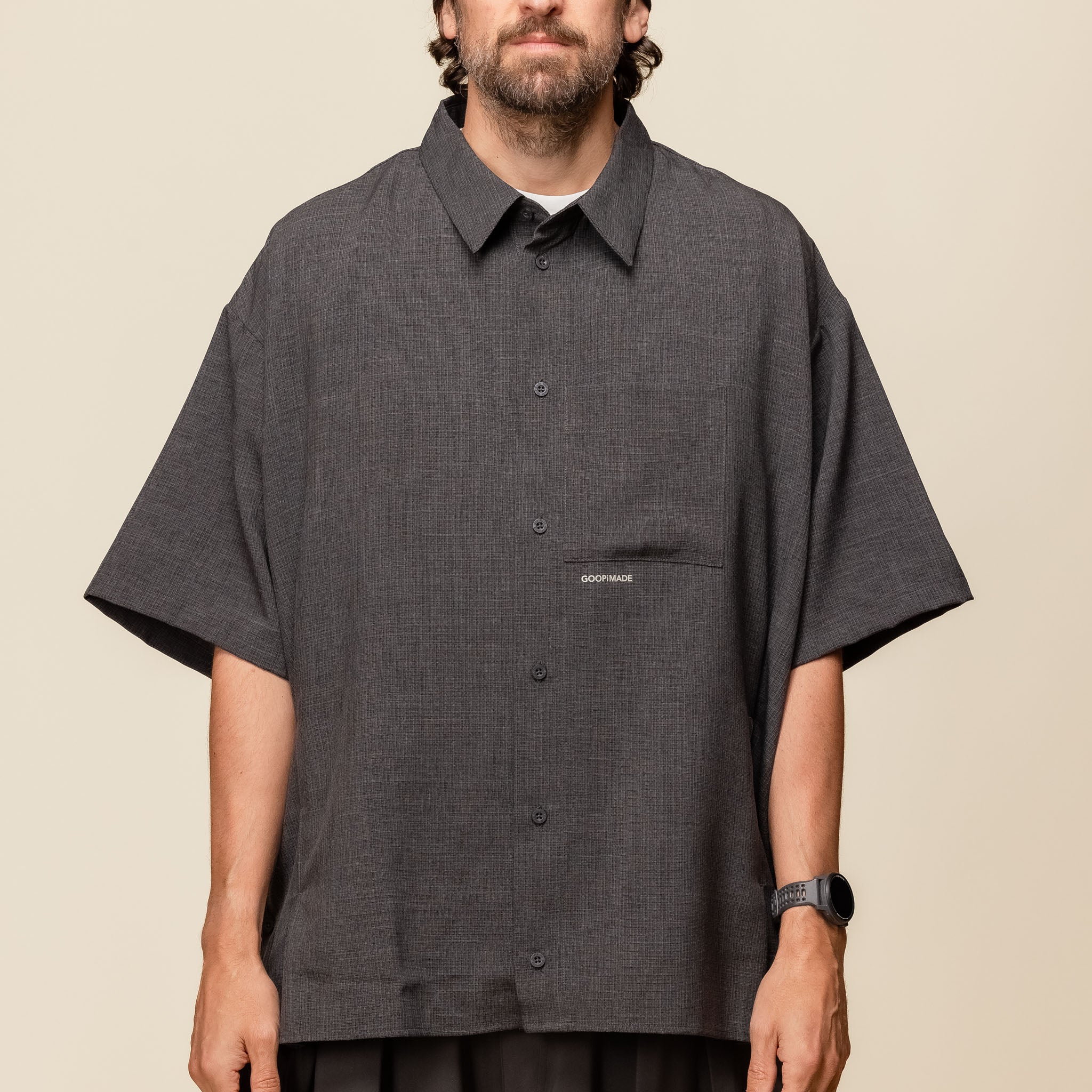 GOOPiMADE - “GNV-S1” SOFTBOX Oversized Strap Shirt - Grey