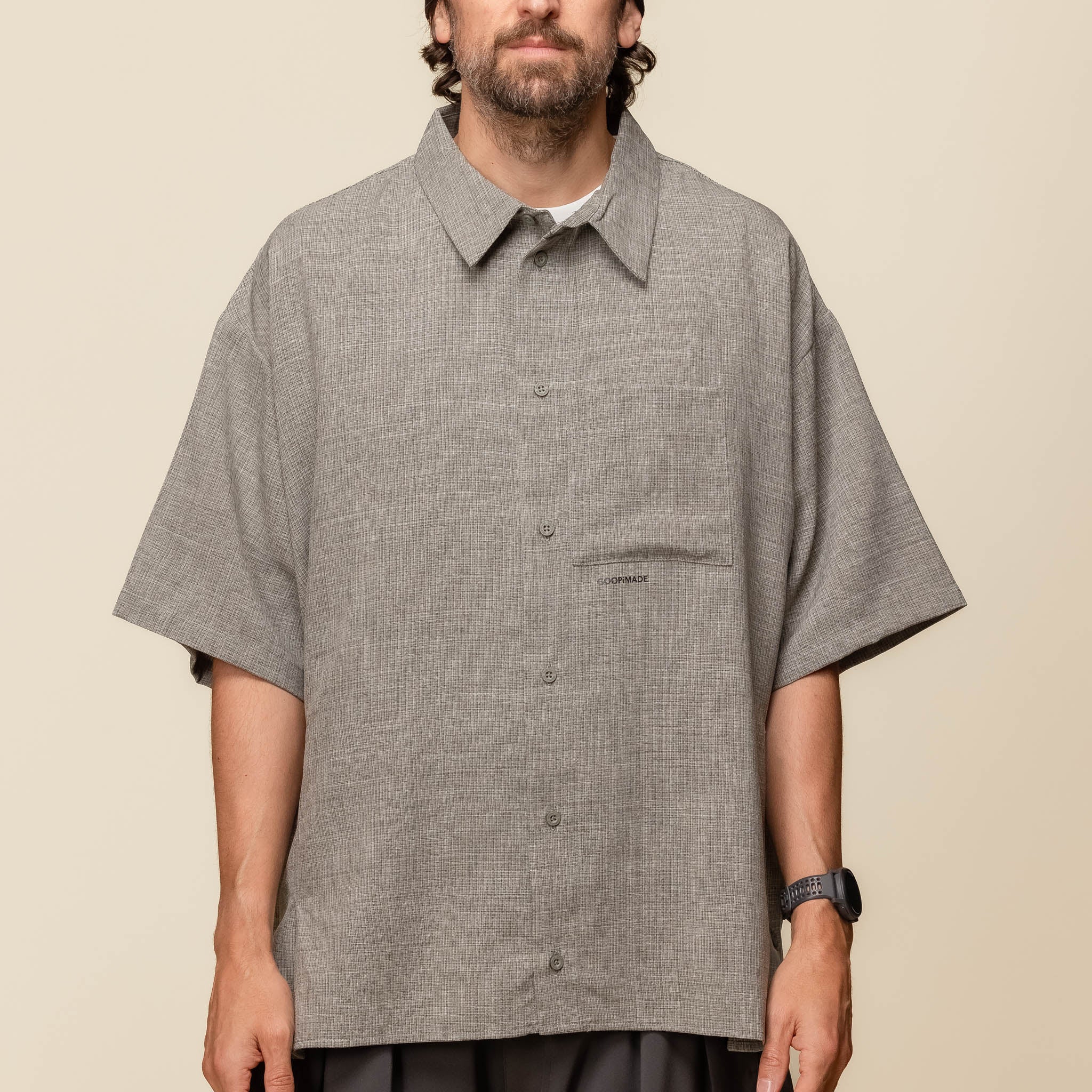 GOOPiMADE - “GNV-S1” SOFTBOX Oversized Strap Shirt - Light Grey