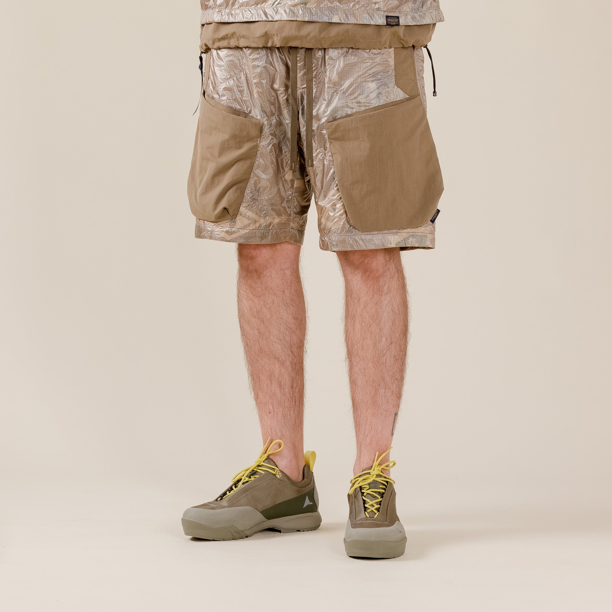 Poliquant x Pendleton - Quilted Effect Shorts - Khaki "poliquant stockists" "poliquant japan" "poliquant stockists uk" "poliquant stockists usa"
