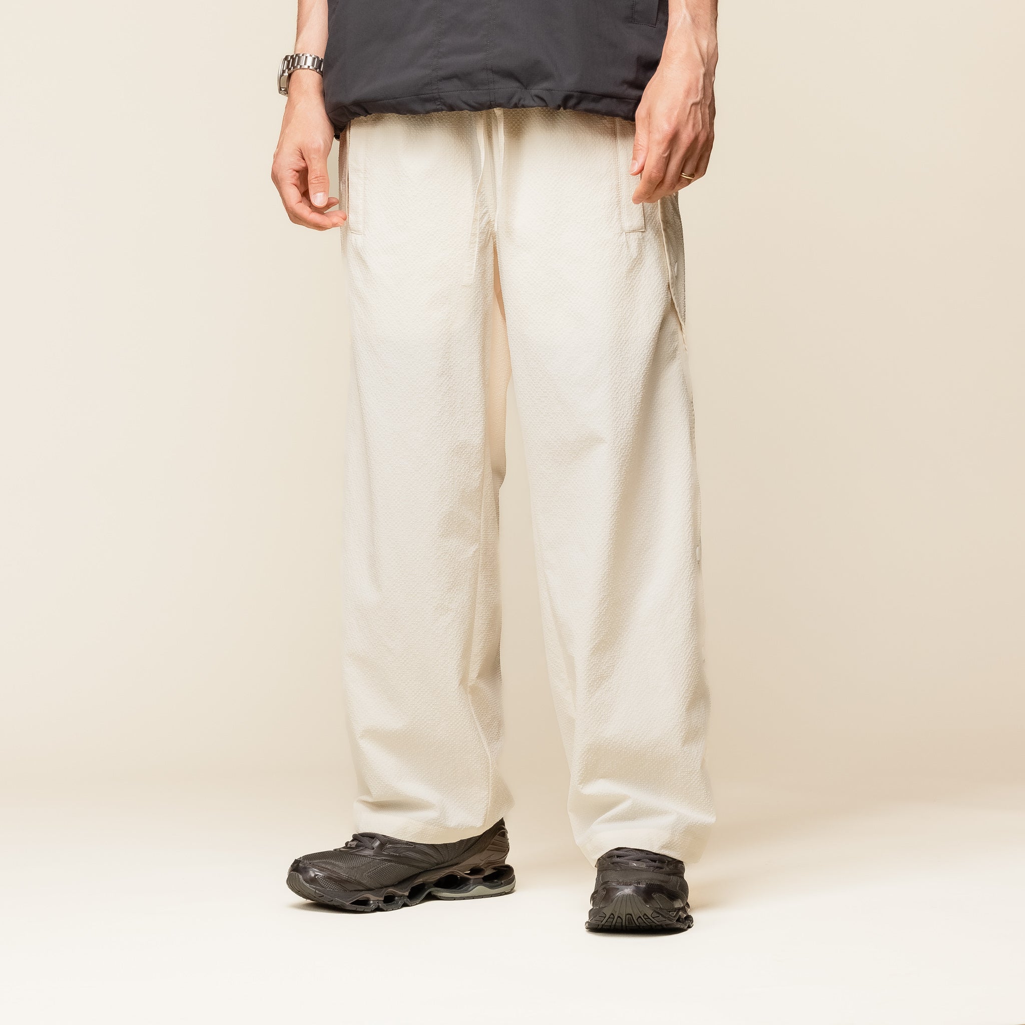 OqLiq - Tai Chi Line Tearaway Pants - Ivory "oqliq Taiwan" "oqliq clothing" "oqliq stockist"