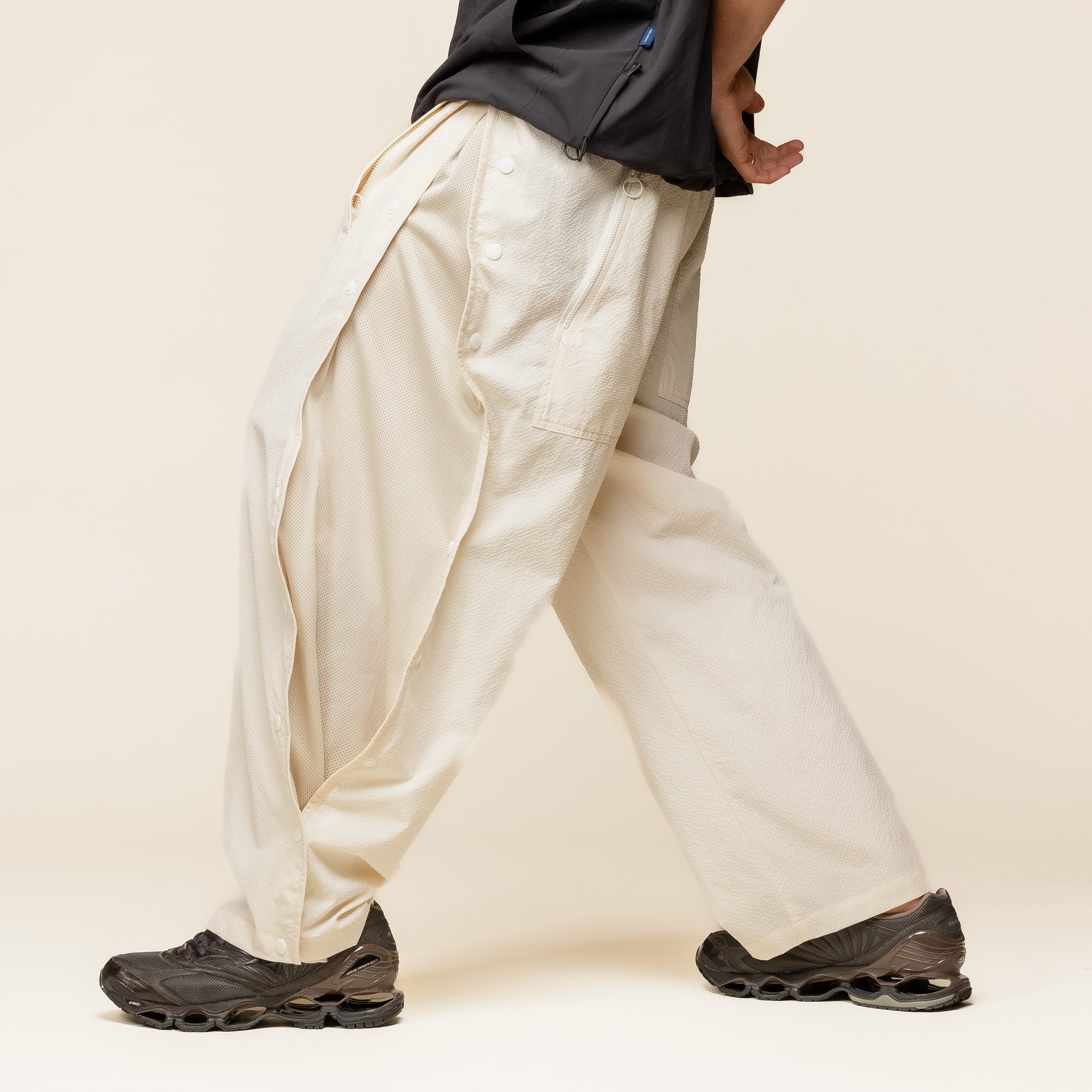 OqLiq - Tai Chi Line Tearaway Pants - Ivory "oqliq Taiwan" "oqliq clothing" "oqliq stockist"