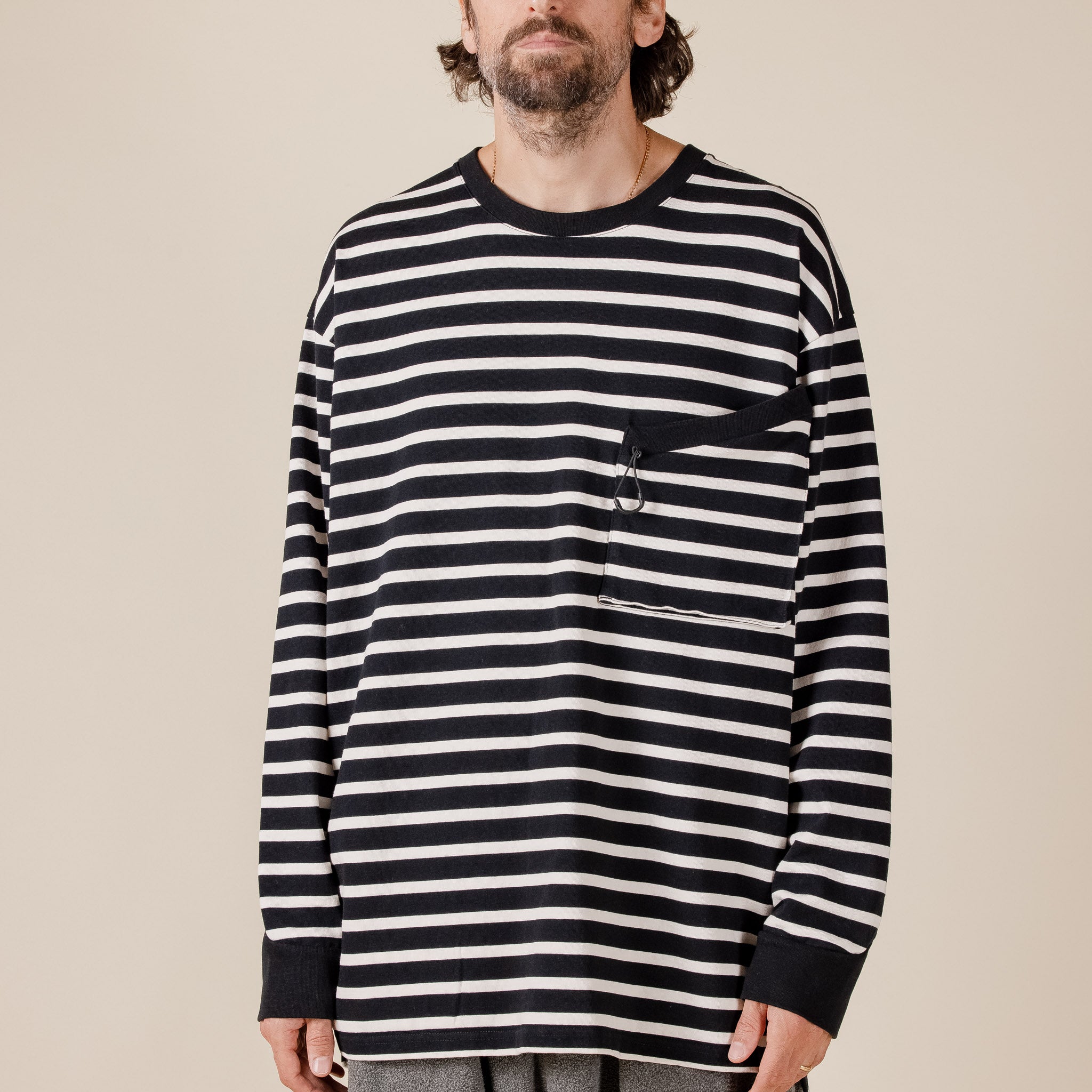 CMF Comfy Outdoor Garment - Heavy Cotton L/S Border T-Shirt - Black & White "cmf outdoor garment stockists" "cmf stockists" ":CMF Japan" "lost hills store Japan" "lost hills store Tokyo"