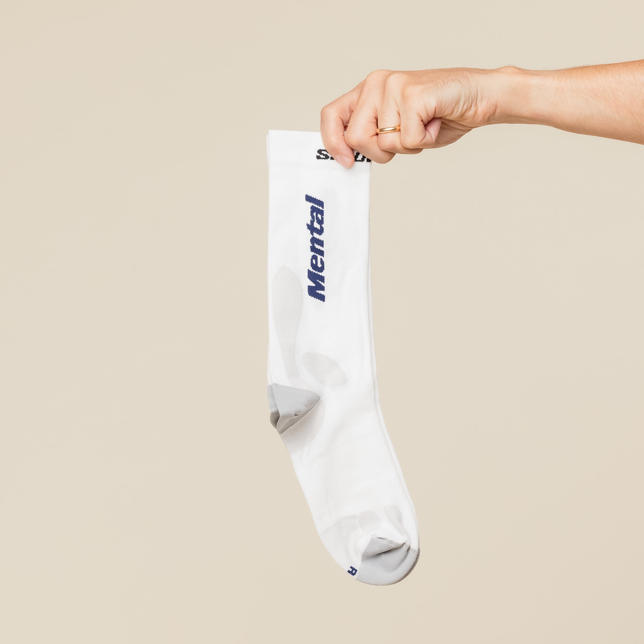Salomon x Mental Athletic - Mental Athletic Crew Sock - White / Lunar Rock / Blue Depths