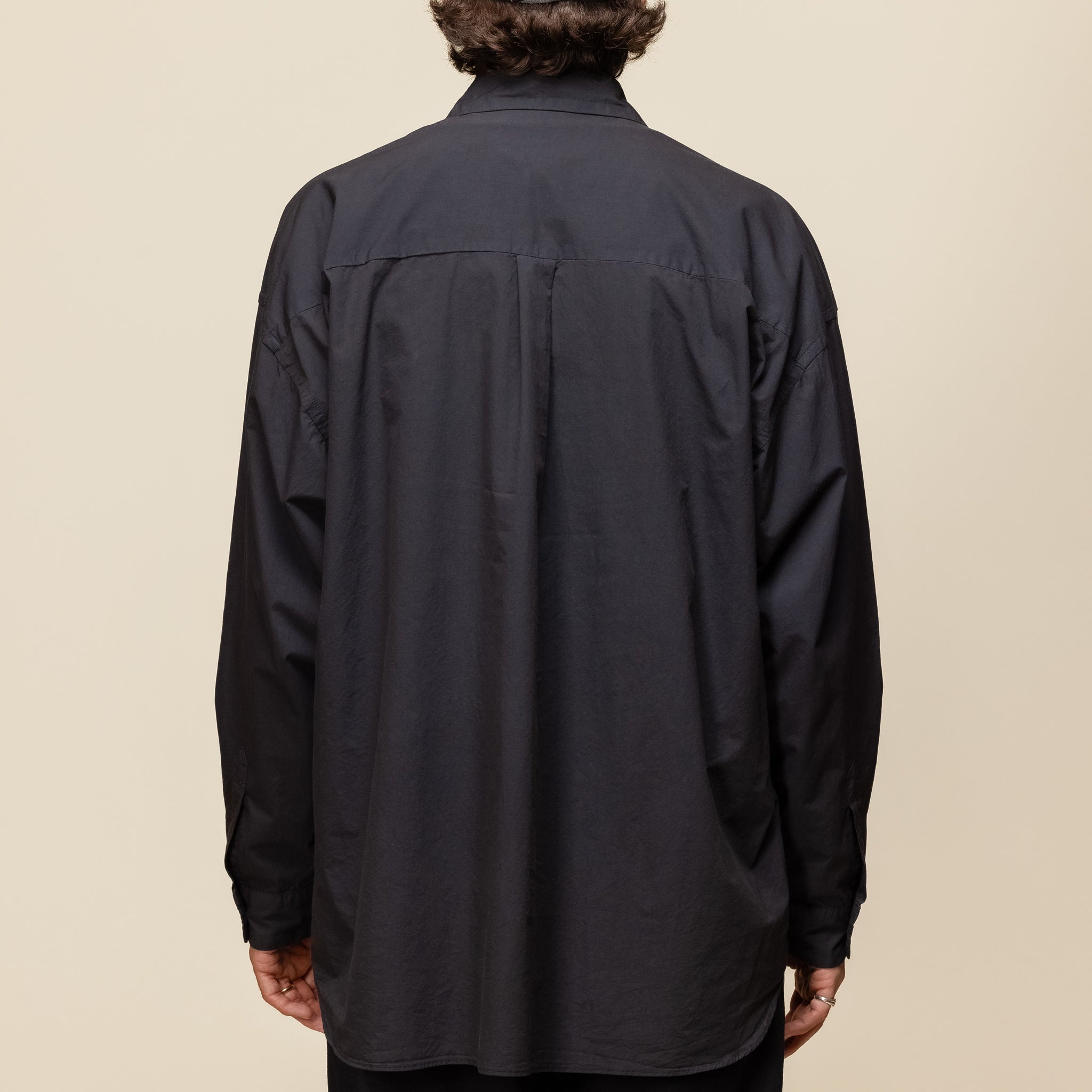 Still by Hand - Garment Dyed Overshirt - Black Navy SH01243