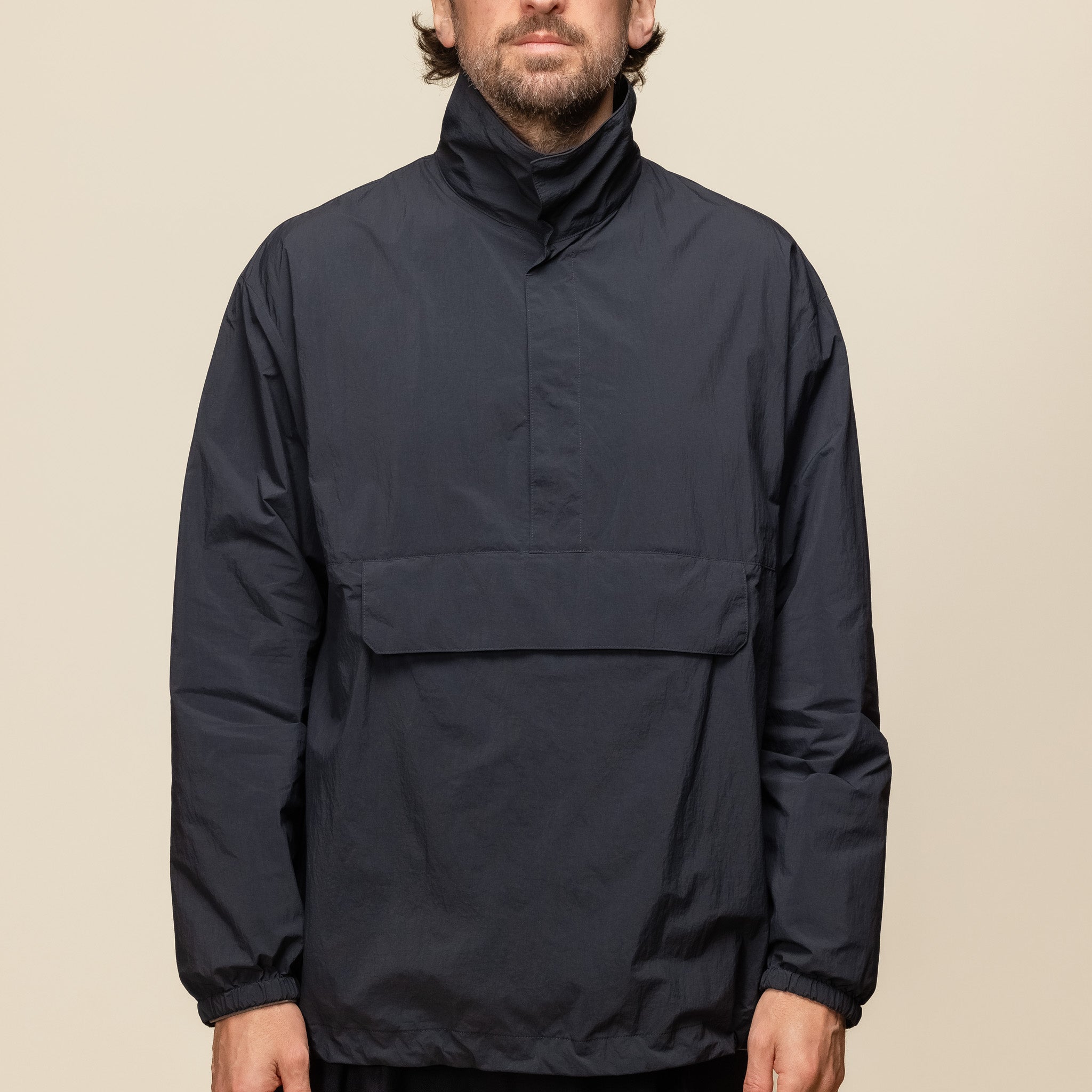 Still by Hand - Nylon Pullover Anorak Jacket - Black BL07243