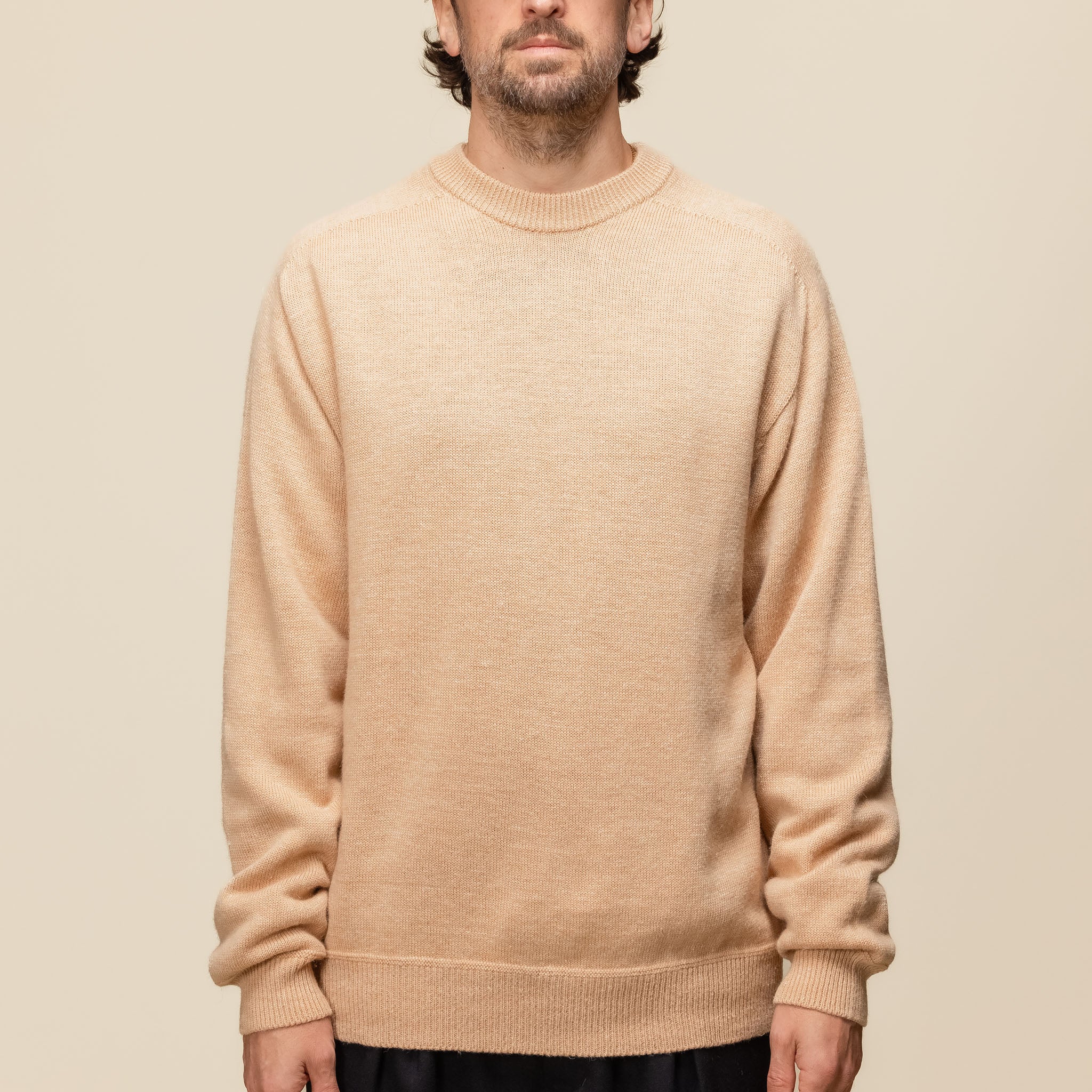 Still by Hand - Linen Mix Seamless Sweater - Pale Orange KN02243