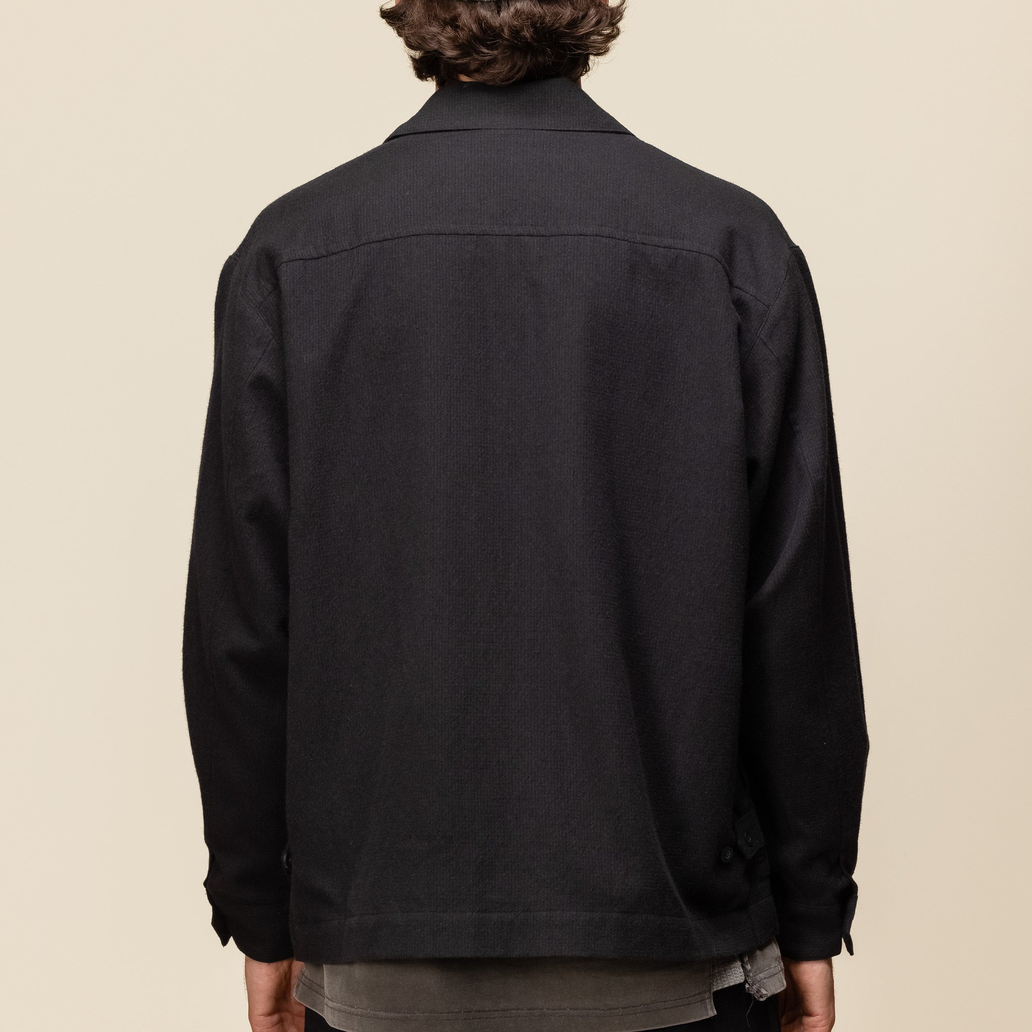 Still by Hand - Wool Mix Shirt Jacket - Navy Black BL09243