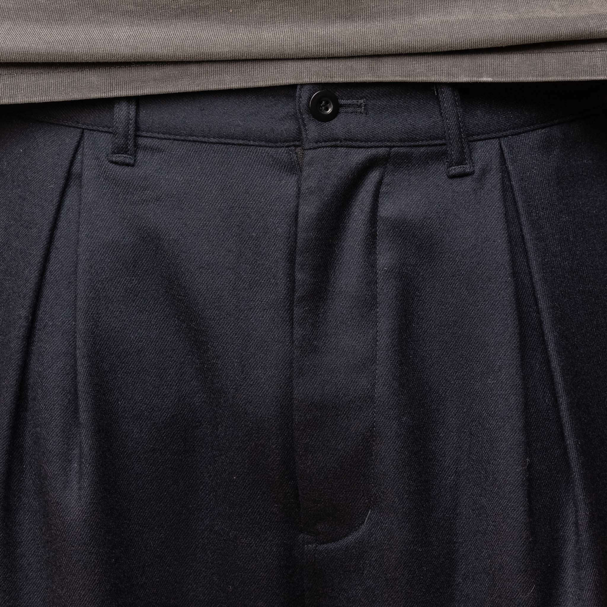 Still by Hand - Box Pleat Wool Pants - Navy PT07243 "still by hand uk stockist" "still by hand"