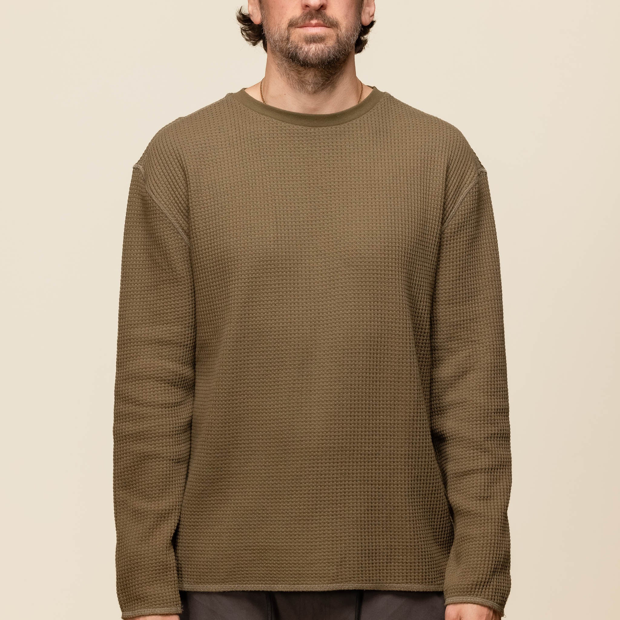 Satta - Waffle Long Sleeve T-Shirt - Dark Olive