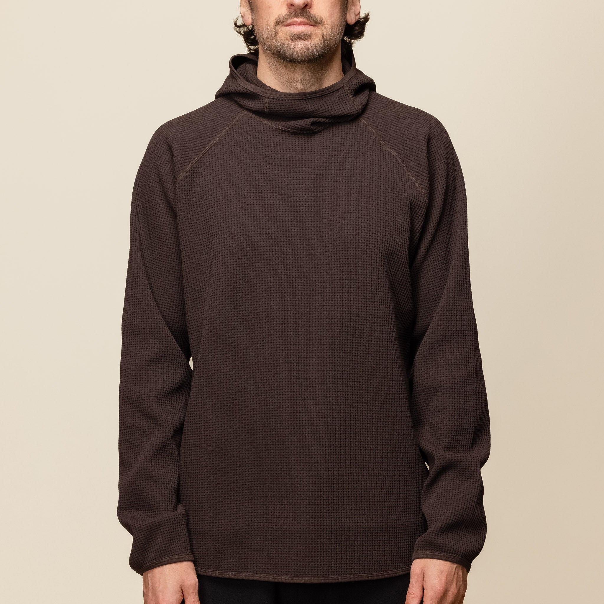 Goldwin - Waffle Long Sleeve Hoodie - Jet Brown "goldwin stockists" "goldwin hoodie" 