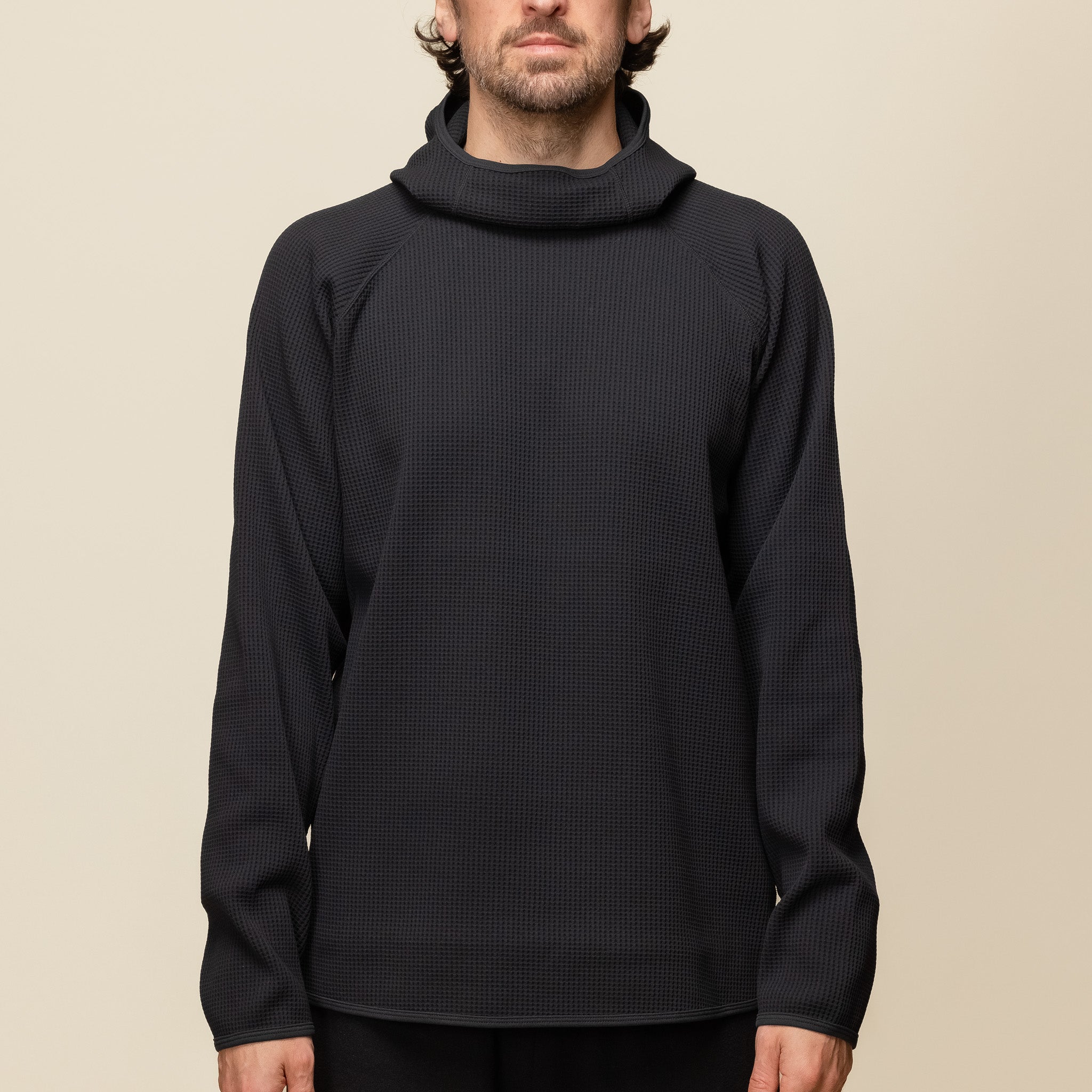 Goldwin - Waffle Long Sleeve Hoodie - Black "goldwin stockists" "goldwin hoodie" 