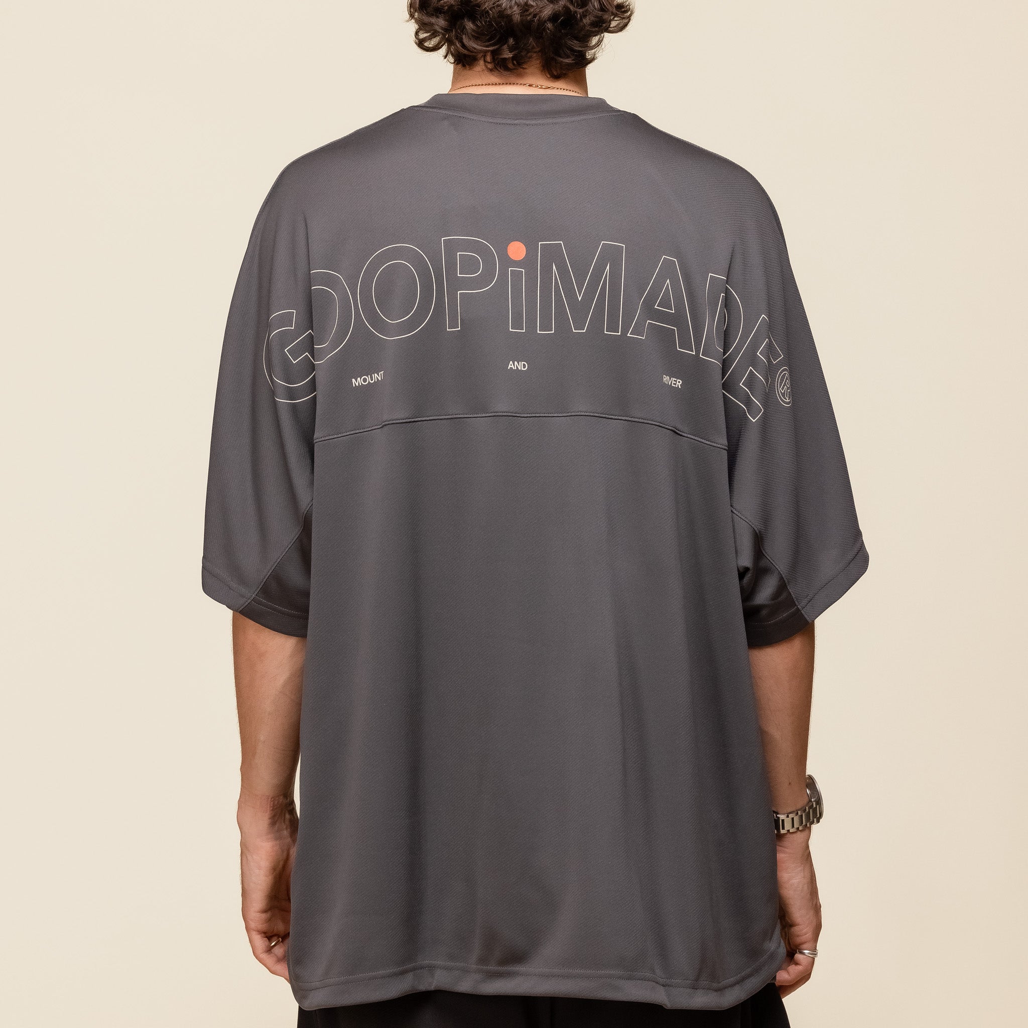 GOOPiMADE - “Rve-T3” Riverside Track Tee - Iron