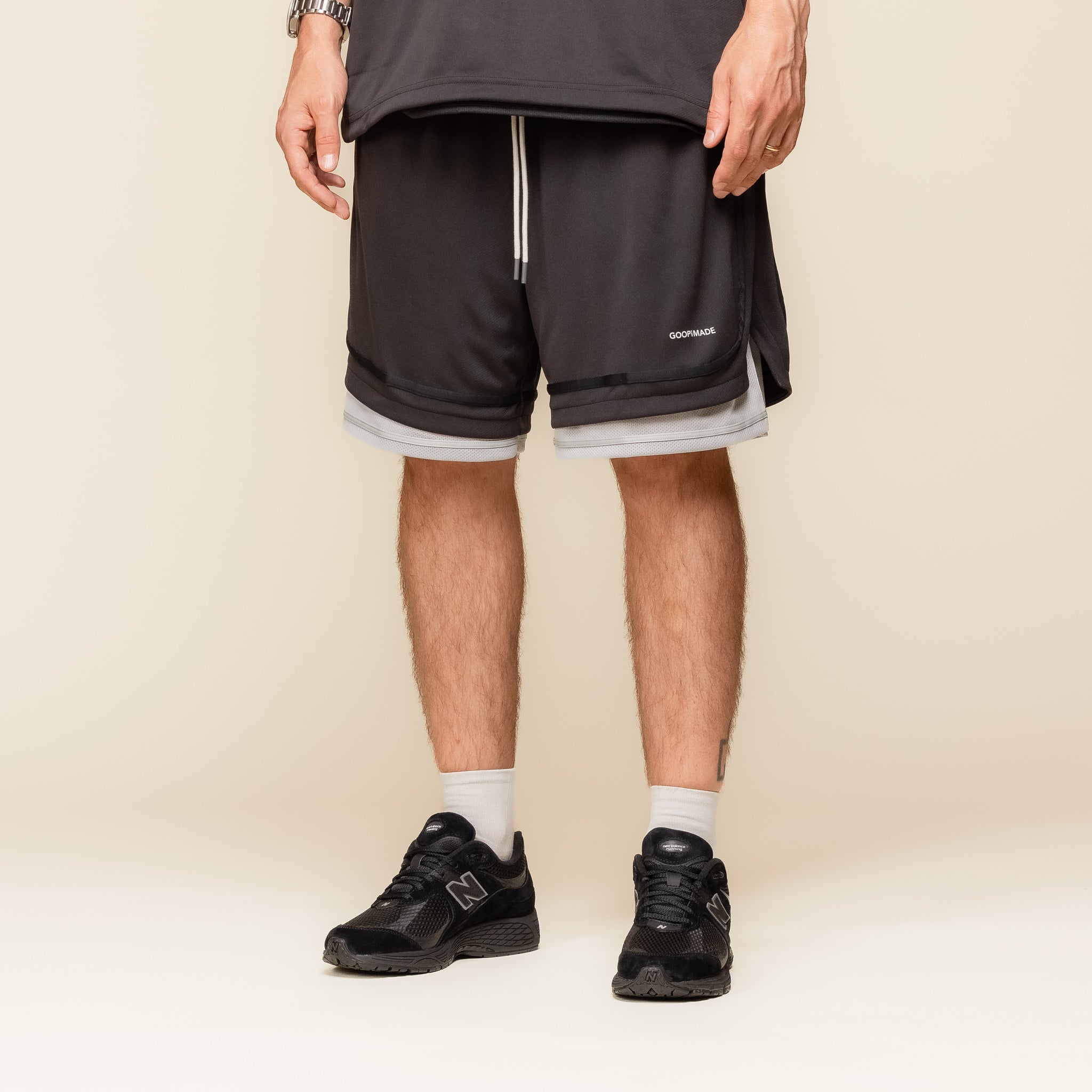 GOOPiMADE - “Rve-S3” Riverside Track Shorts - Shadow