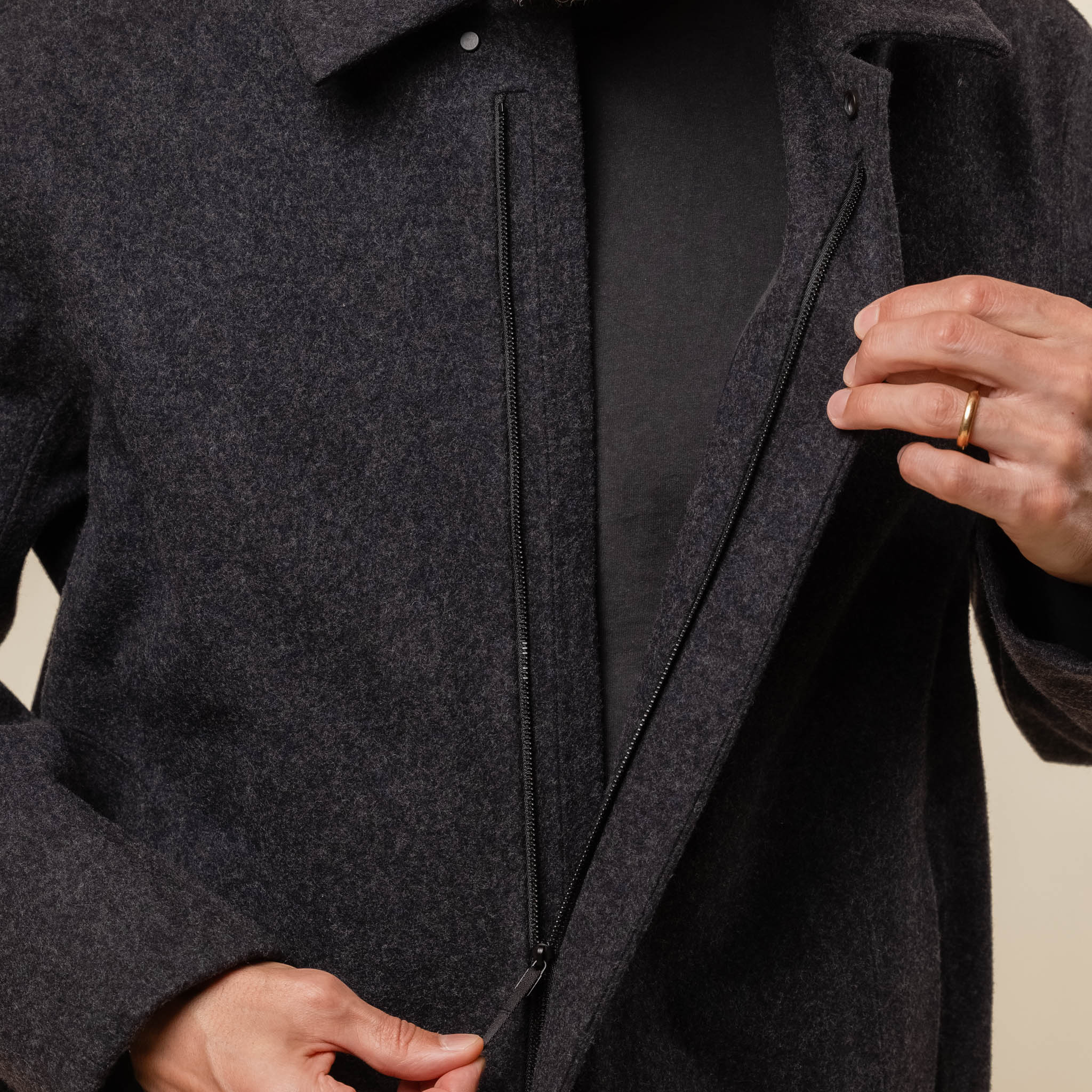 Veilance - Alar Wool Coat - Black Heather