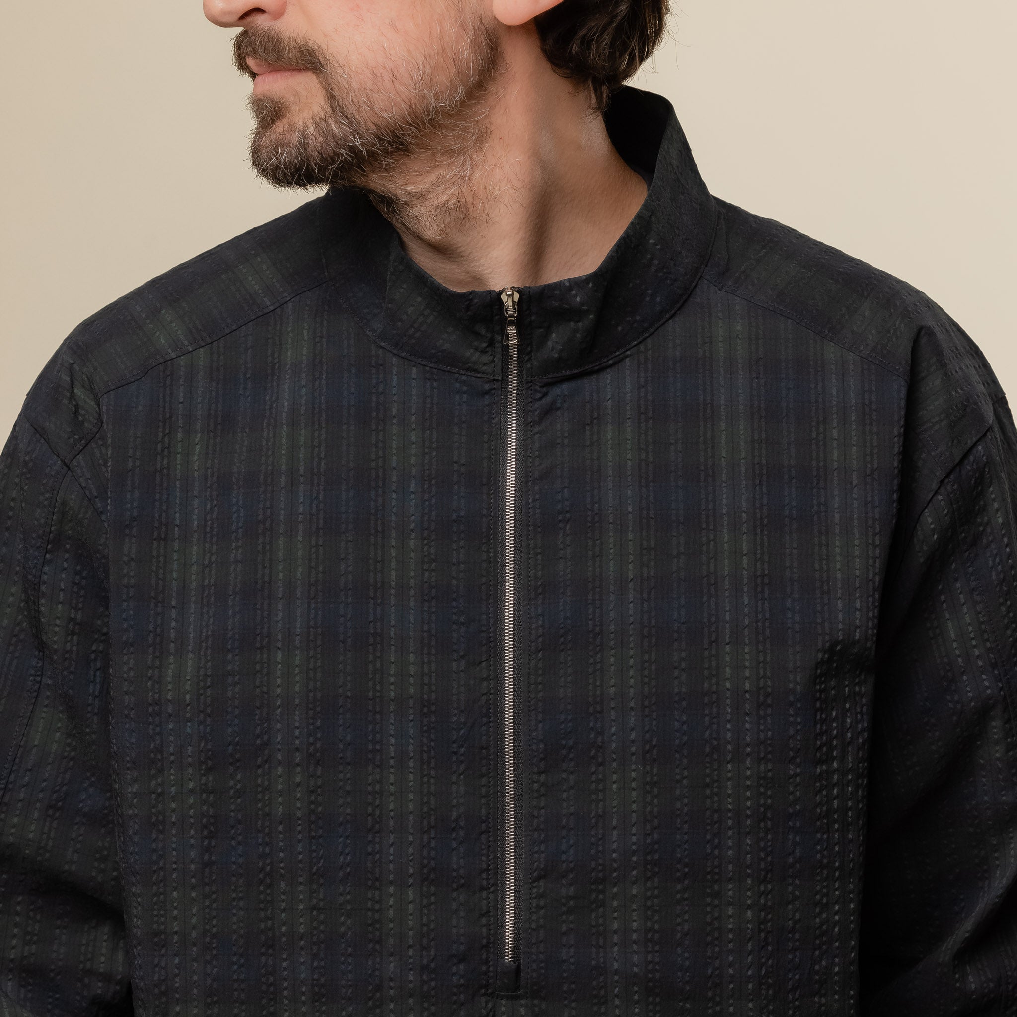 Literary Sport - Anton Half Zip - Green Blackwatch Tartan