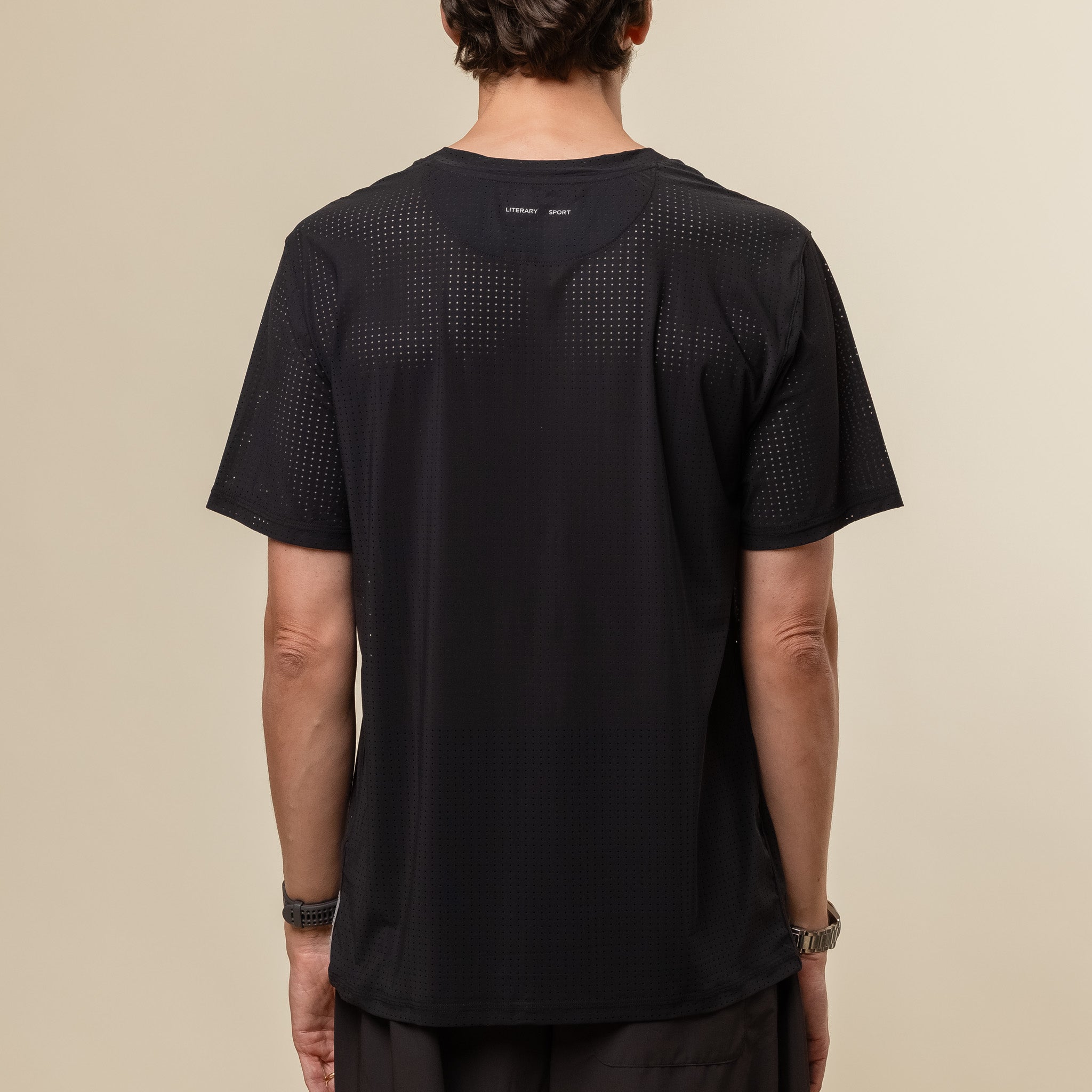 Literary Sport - James Perforated Run T-Shirt - Black