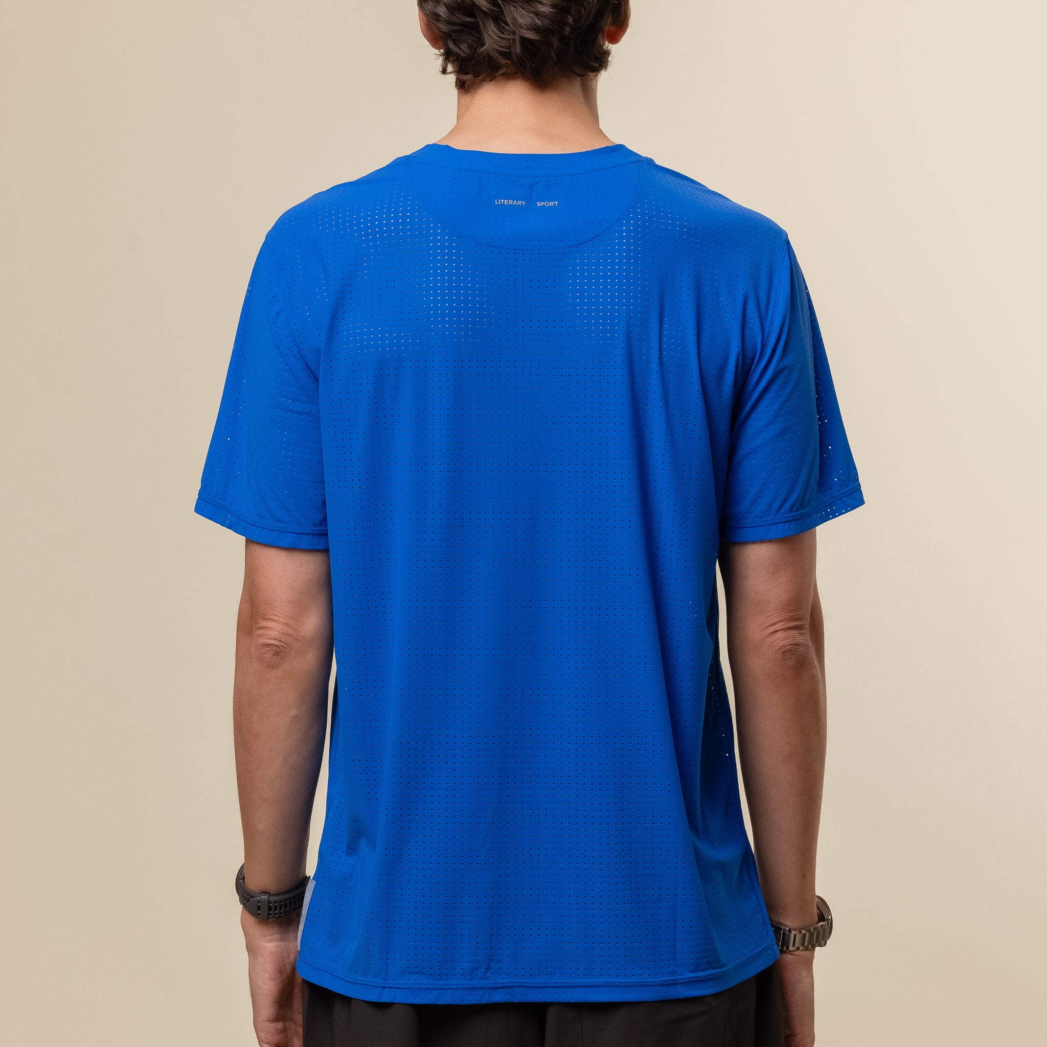 Literary Sport - James Perforated Run T-Shirt - Lapis Blue