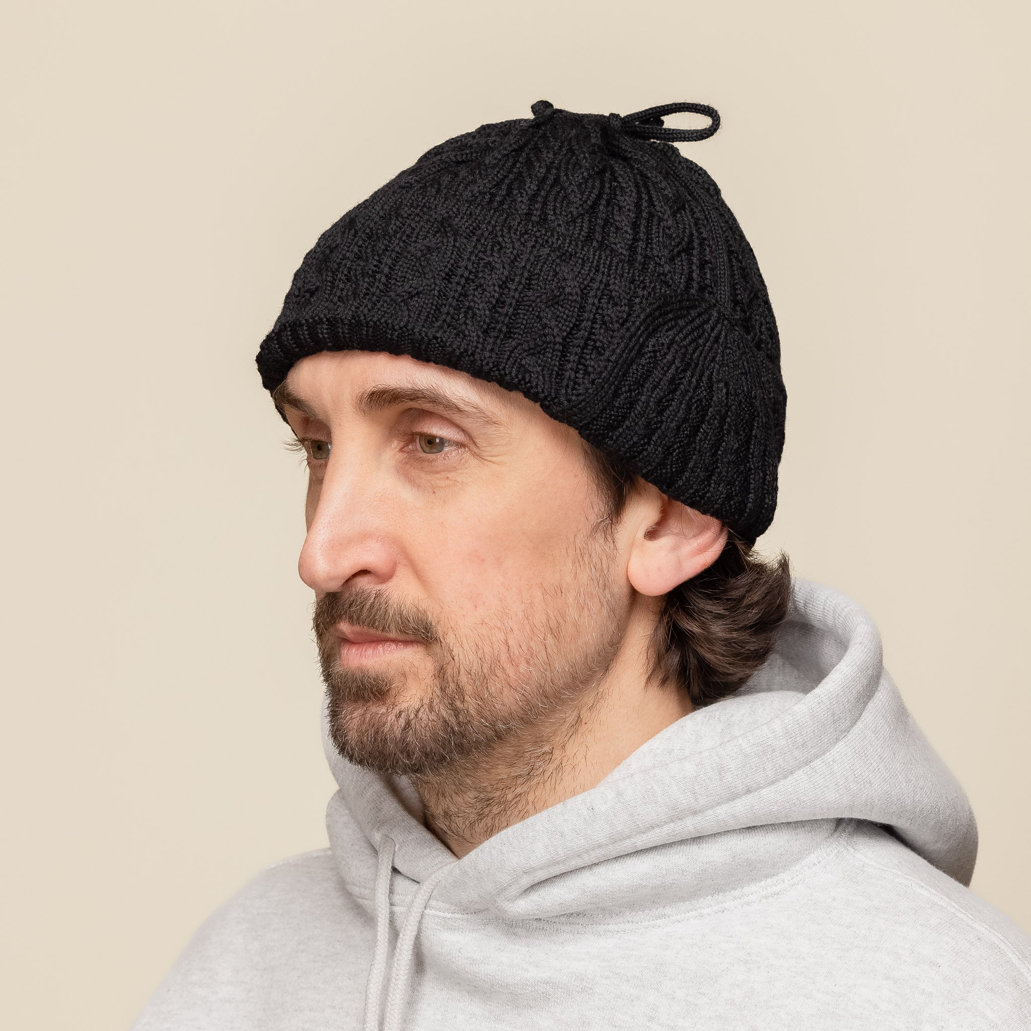 Found Feather - Elias Knit Merino Flight Cap - Black