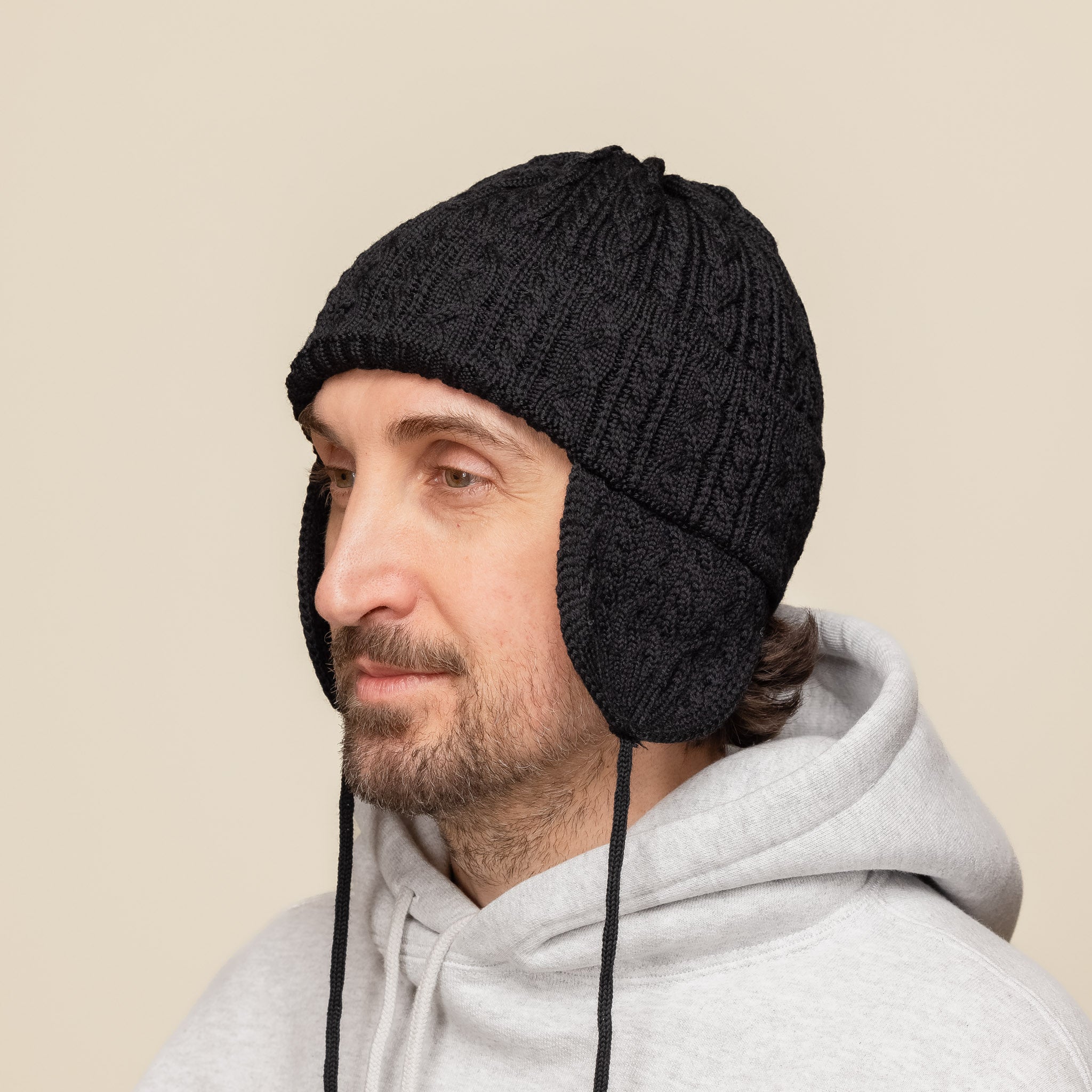 Found Feather - Elias Knit Merino Flight Cap - Black