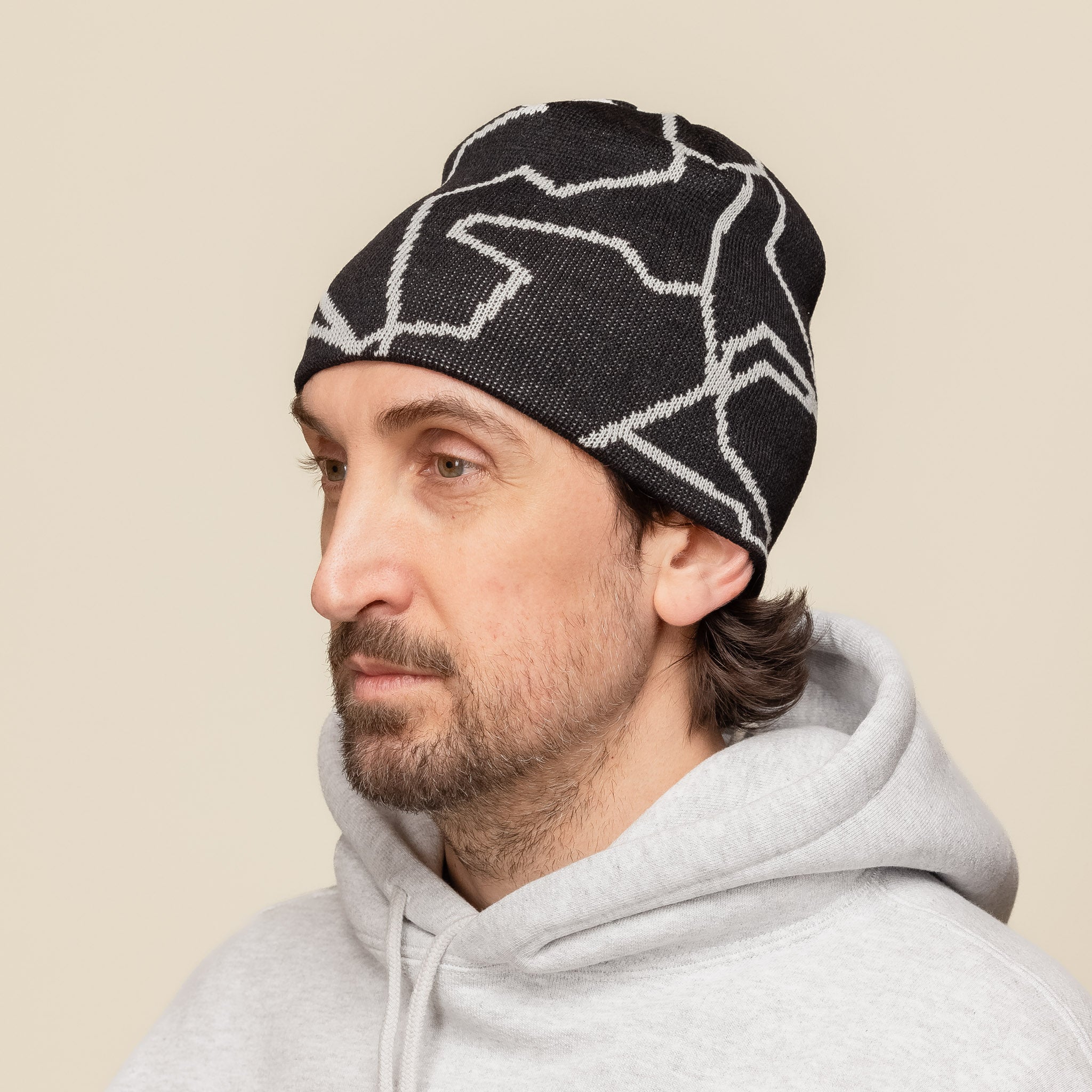 Found Feather - Stencil Camo Skully Beanie - Black