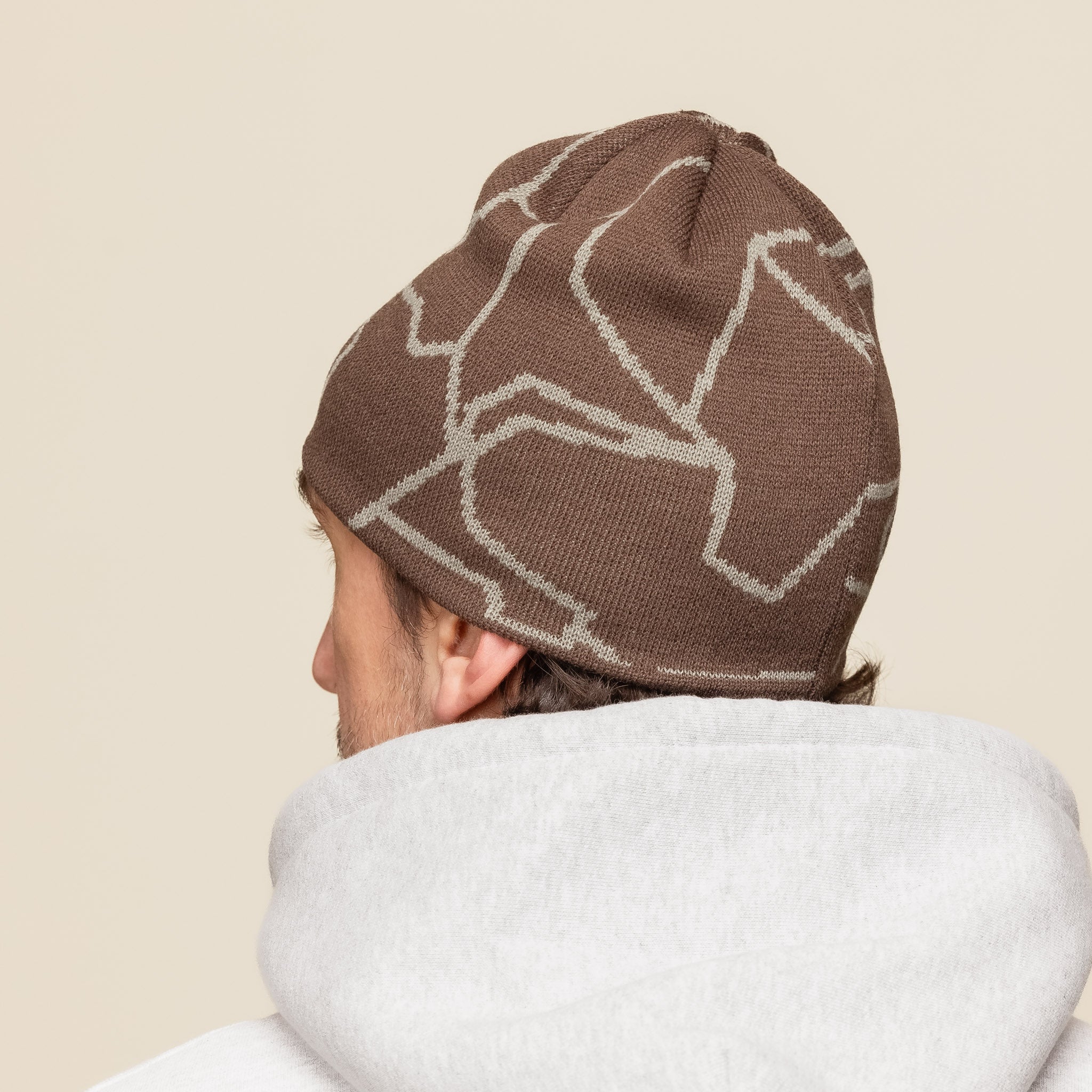 Found Feather - Stencil Camo Skully Beanie - Brown